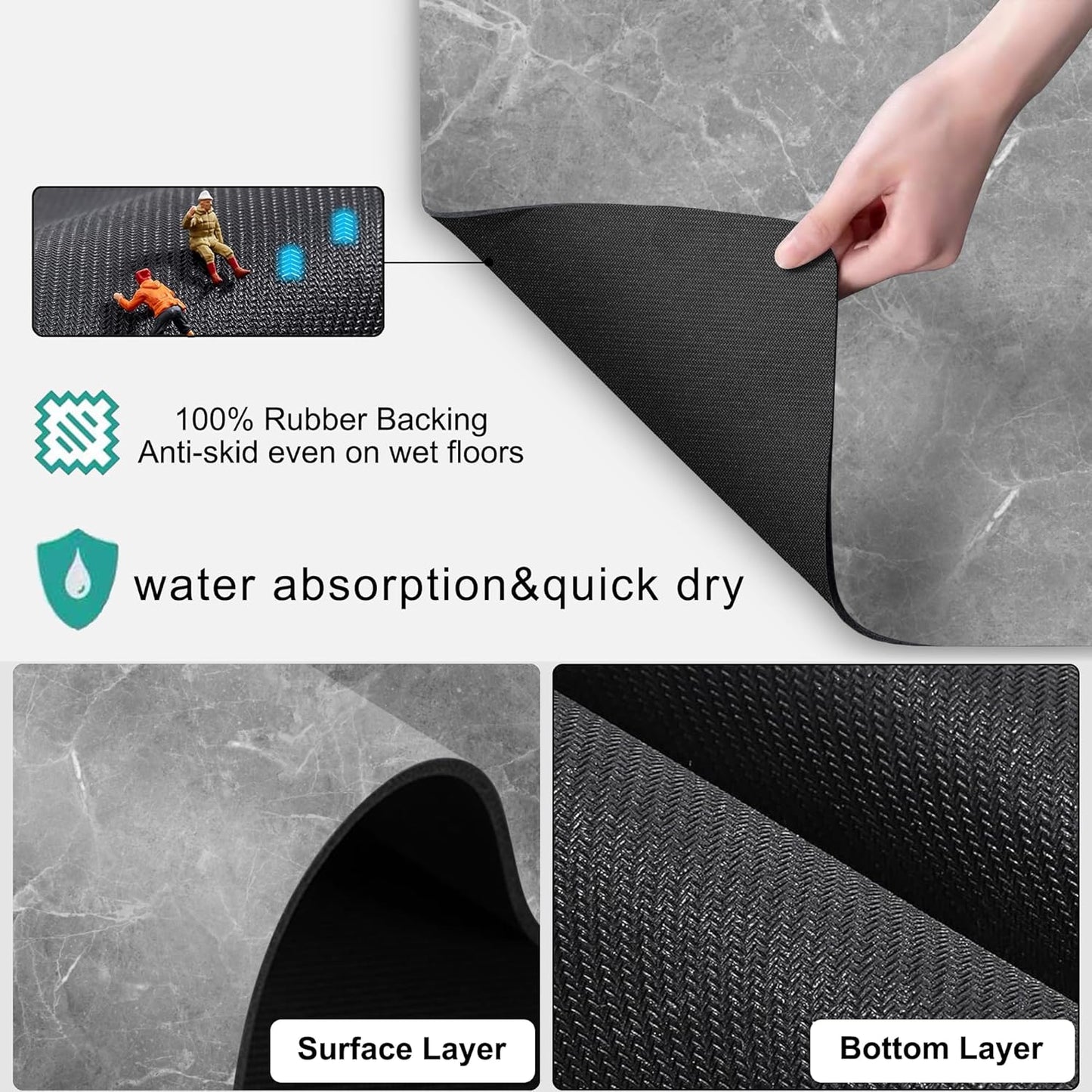 Golener Coffee Maker Mat for Countertops, 19" x 13" Dripper Pad, Absorbent Washable Reversible Microfiber Dish Drying Mat, Kitchen Accessories, Under Small Appliance Mat