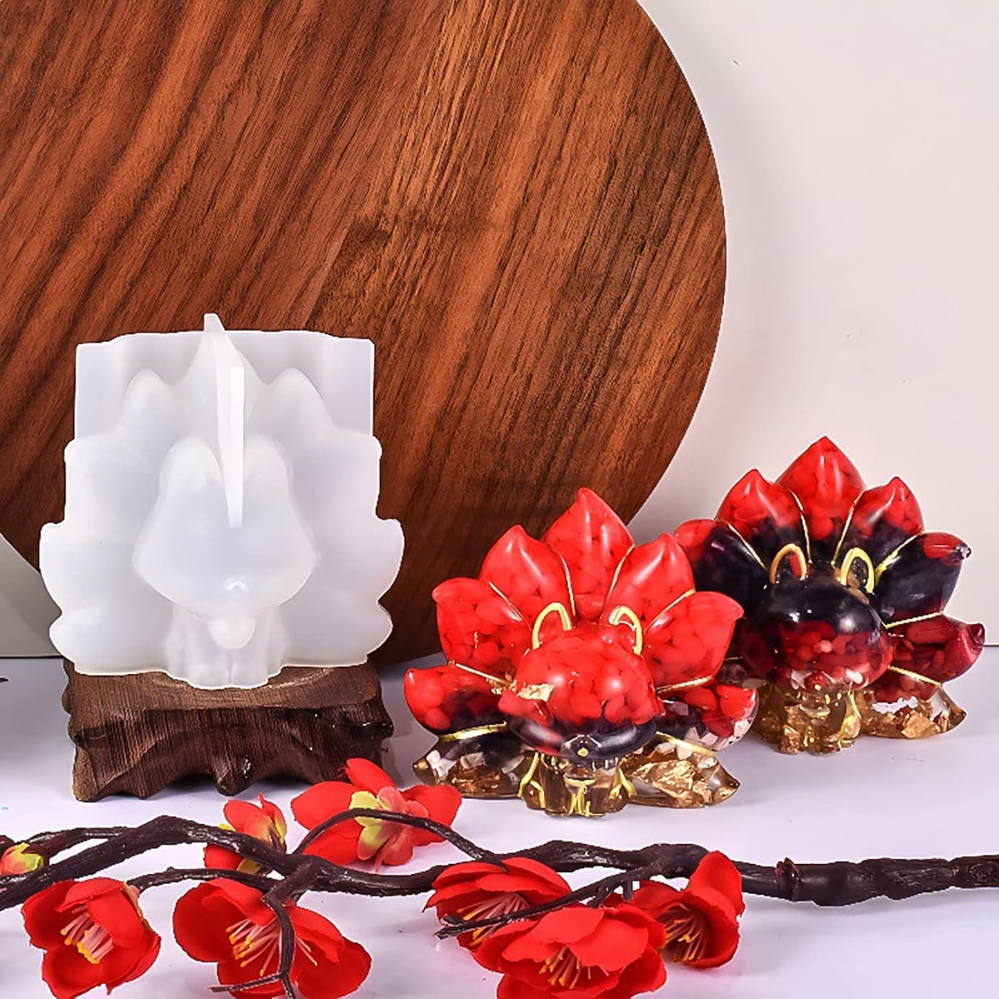 Tail Fox Molds Fox Resin Mold - Resin Casting Silicone Molds for Home Decor & Candle Making Wave Spiral Mold