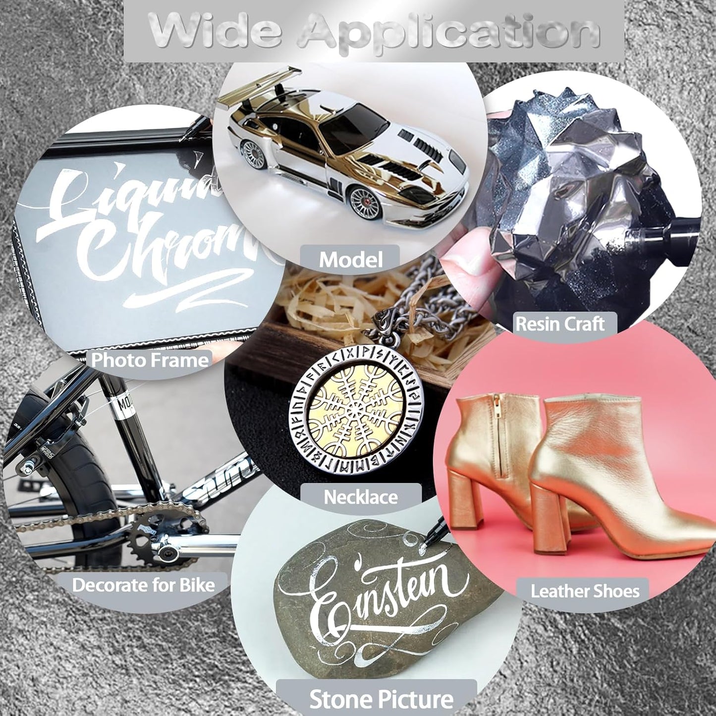 Renfio Chrome Paint Markers, 4 Colors Liquid Chrome Metallic Markers Mirror Repair Liquid Metallic Pen for Repairing Model Painting Resin DIY Craft Coloring (1-3mm) - Silver&Gold&Rose Gold&Copper