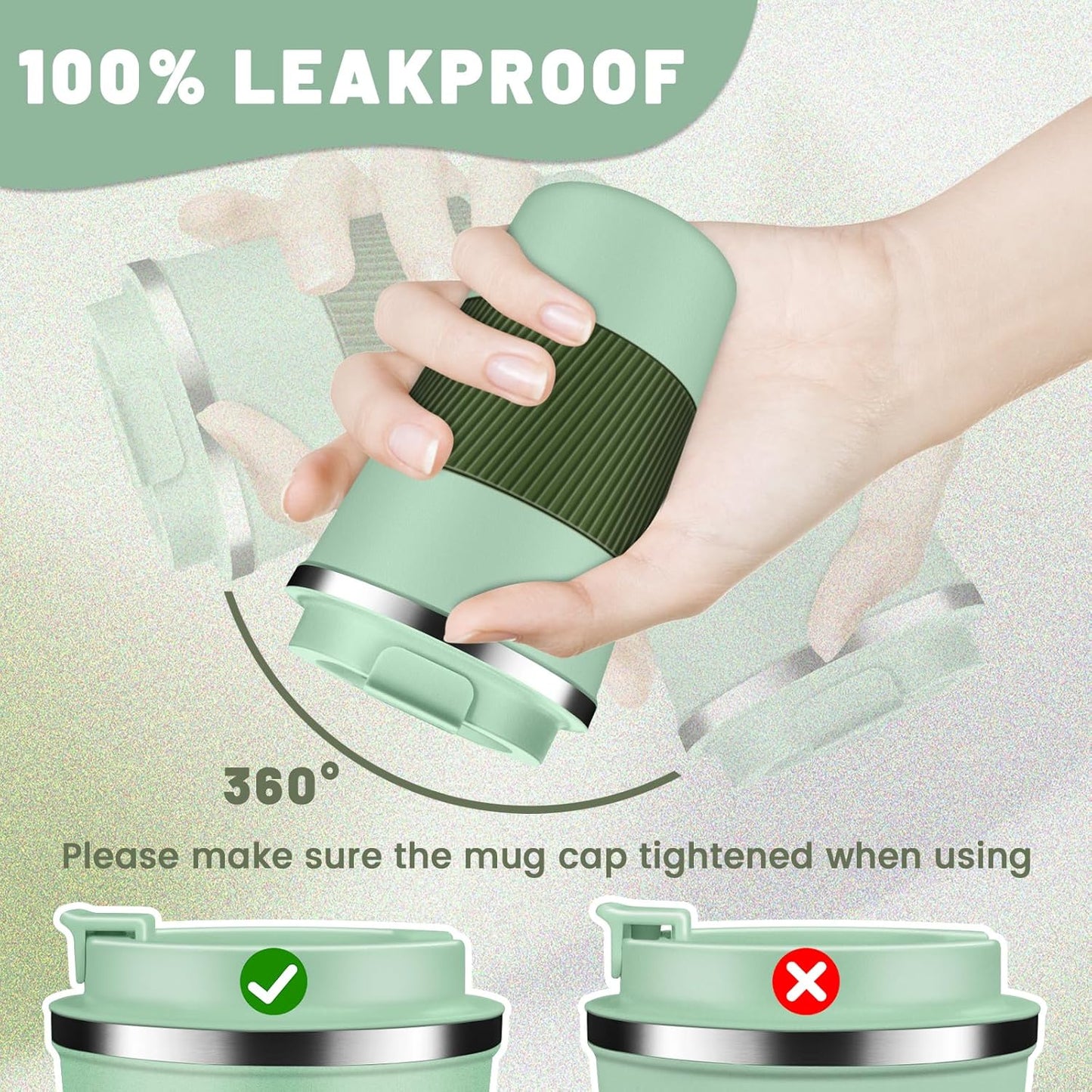 Insulated Coffee Tumblers with Flip Lid 12oz / 17oz, Stainless Steel Travel Coffee Mug Leak Proof, Vacuum Insulated Coffee Mug Reusable Cup, Keeps Cold and Hot for Coffee Tea