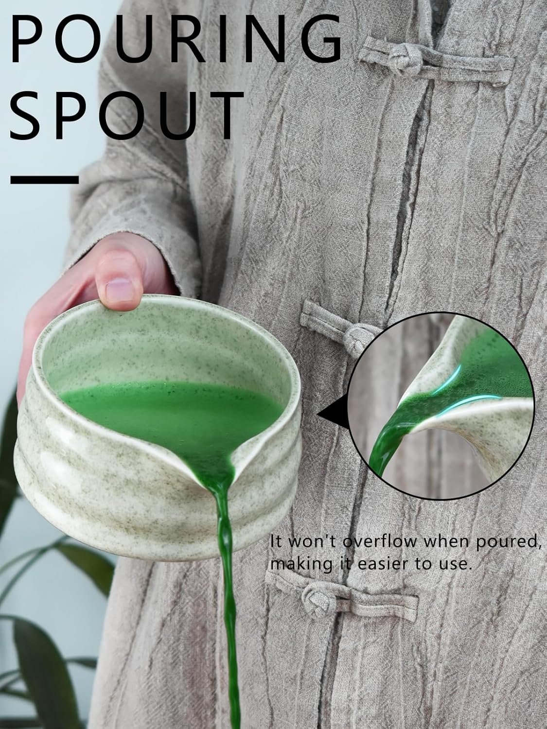 Artcome Matcha Bowl Set with Pouring Spout – Ceramic Chawan, Bamboo Whisk, Whisk Holder, Tea Scoop, and Matcha Manual – Traditional Japanese Tea Set