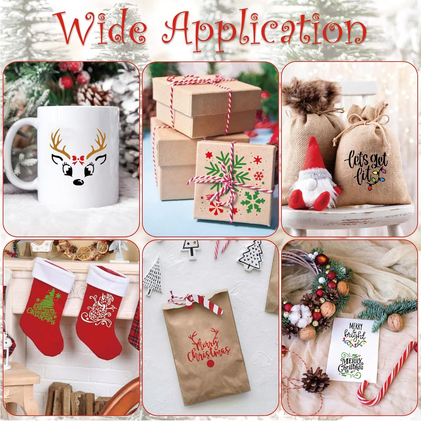 36 Pcs Small Christmas Stencils for Painting on Wood 3 Inch Reusable Christmas Ornament Stencil for Crafts Wood Card Paper Fabric (36 Christmas)