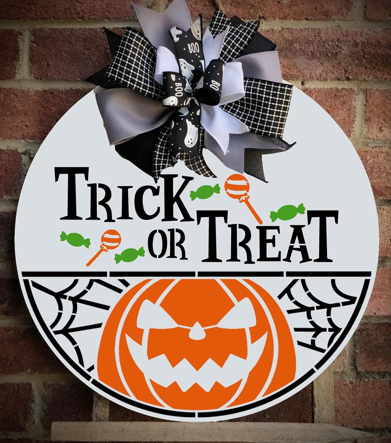 Halloween Stencils for Painting on Wood 12inch Large Halloween Stencil Hey Boo Witches Spider Bats Ghost Draw Templates for Porch Hanger Doormat Fabrics DIY Crafts Decor