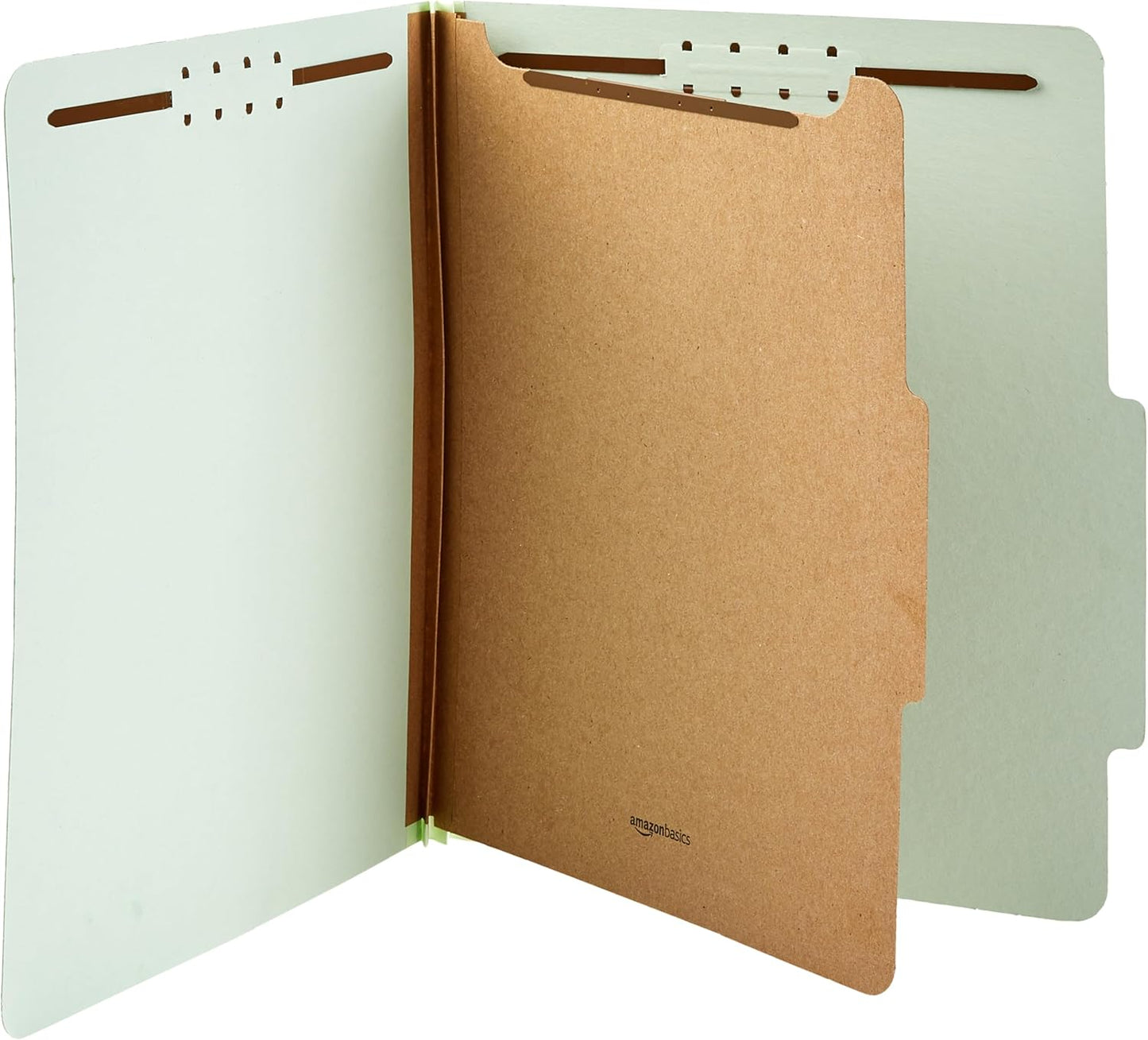 Amazon Basics Classification Folder- 100% Recycled, 1 Divider, 2-Inch Embedded, 12.05 x 10.47 inch (Letter), Light Green, 10-Pack