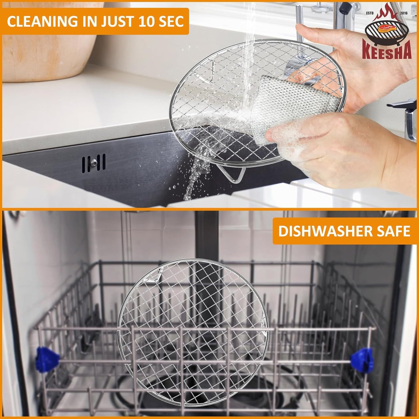 Cooling Rack - 10" & 8.3" 304 Stainless Steel Dish Rack for Cooking and Baking - Premium Steamer Rack, Canning Rack - Stackable Cake Cooling Rack - Set of 2