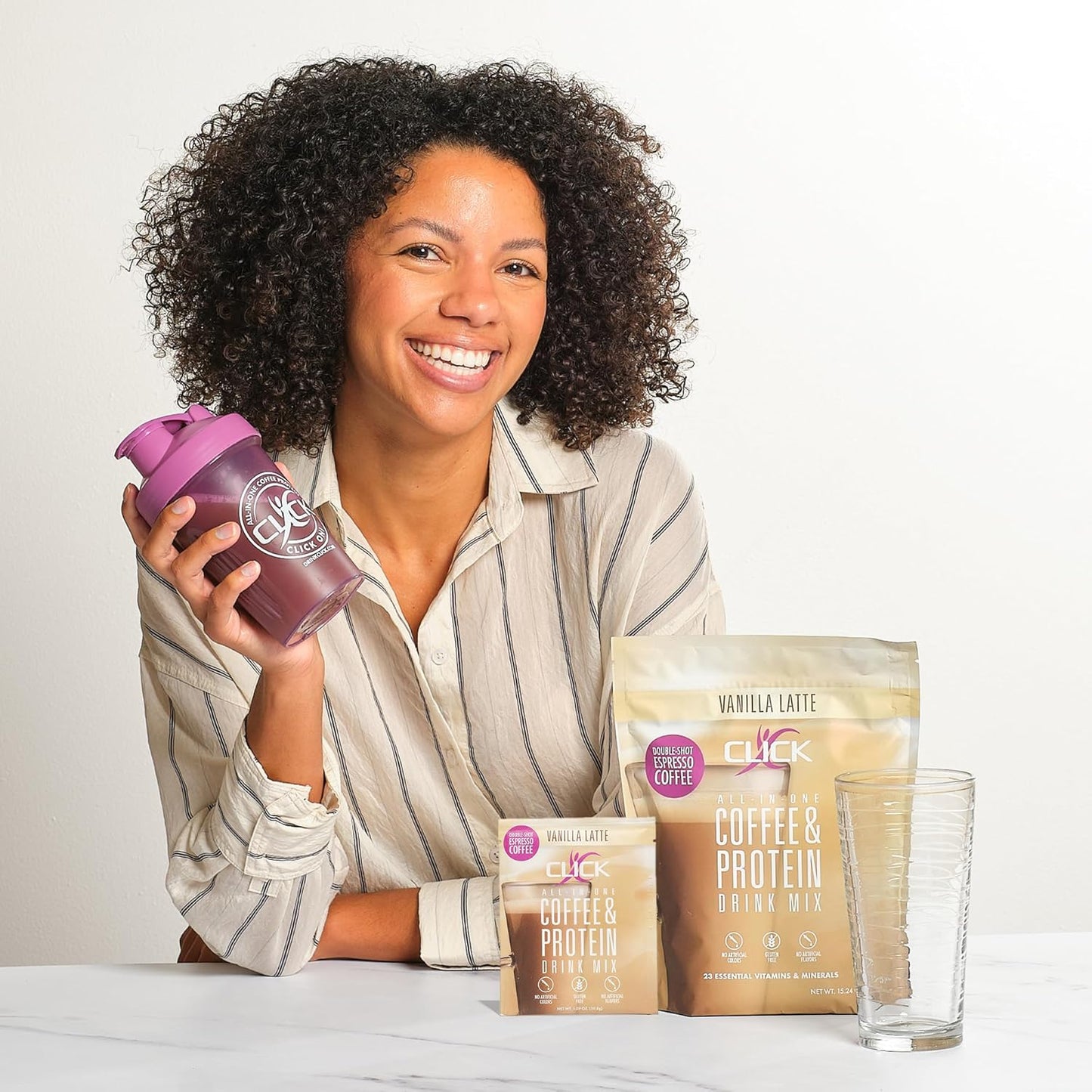 Click Coffee Protein Powder | Double Shot Espresso | 16g Protein | 23 Essential Vitamins | Low Calorie Meal Replacement | 150mg Caffeine | Gluten Free | No Artificial Flavors or Colors | Vanilla