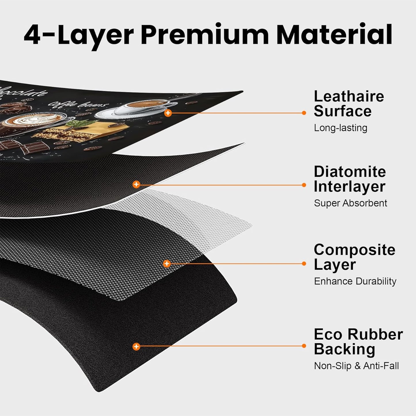 17"x 32" Coffee Bar Mat, Coffee Chocolate Absorbent Dish Drying Mat Cuttable Hide Stain Draining Table Pad for Kitchen Counter, Coffee Bar Accessories