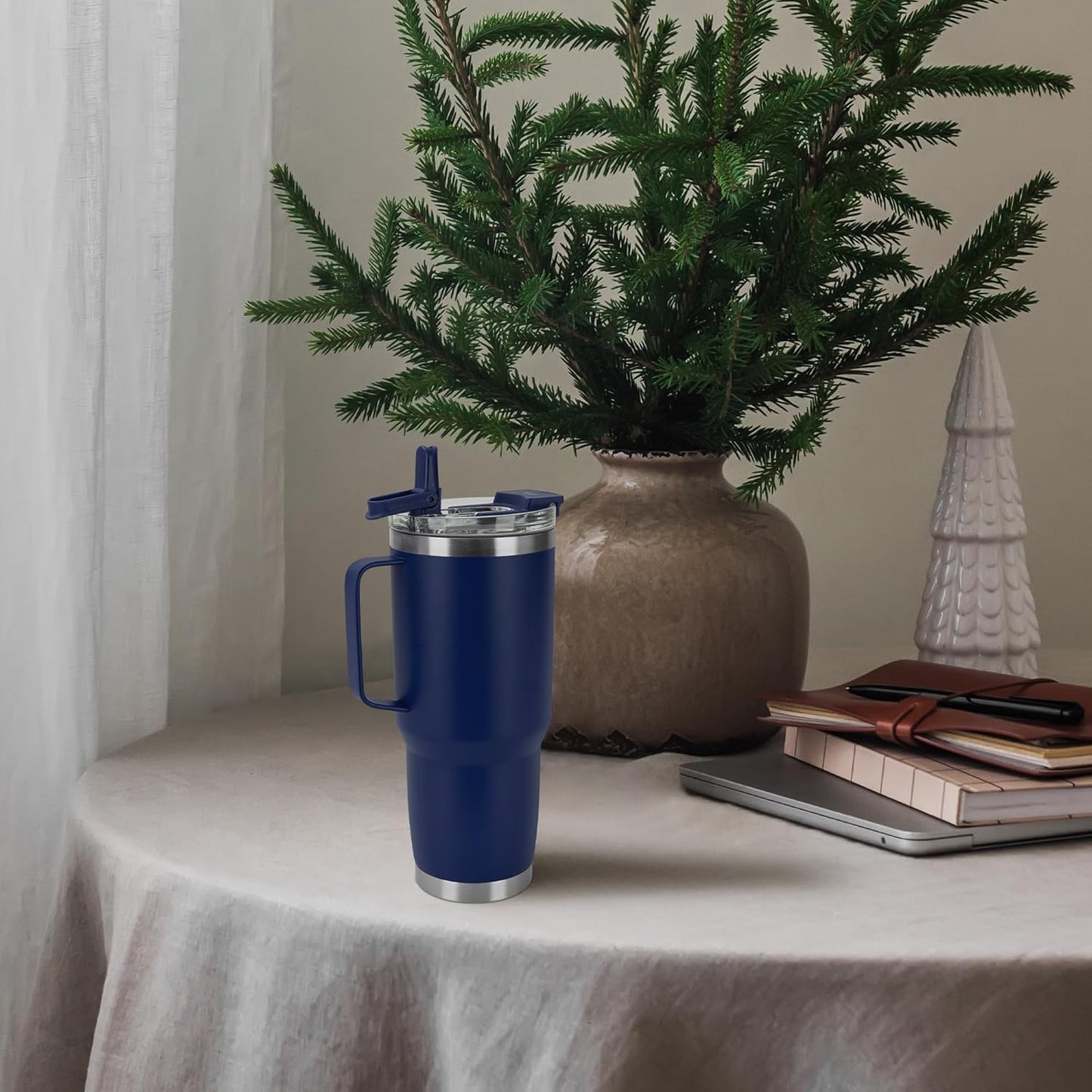 HASLE OUTFITTERS 30oz Tumbler Bulk with Handle, Insulated Travel Coffee Mug Set with Handle Leak-Proof Double Wall Stainless Steel Vacuum Tumblers Pack Metal Cup for Hot and Cold Drink