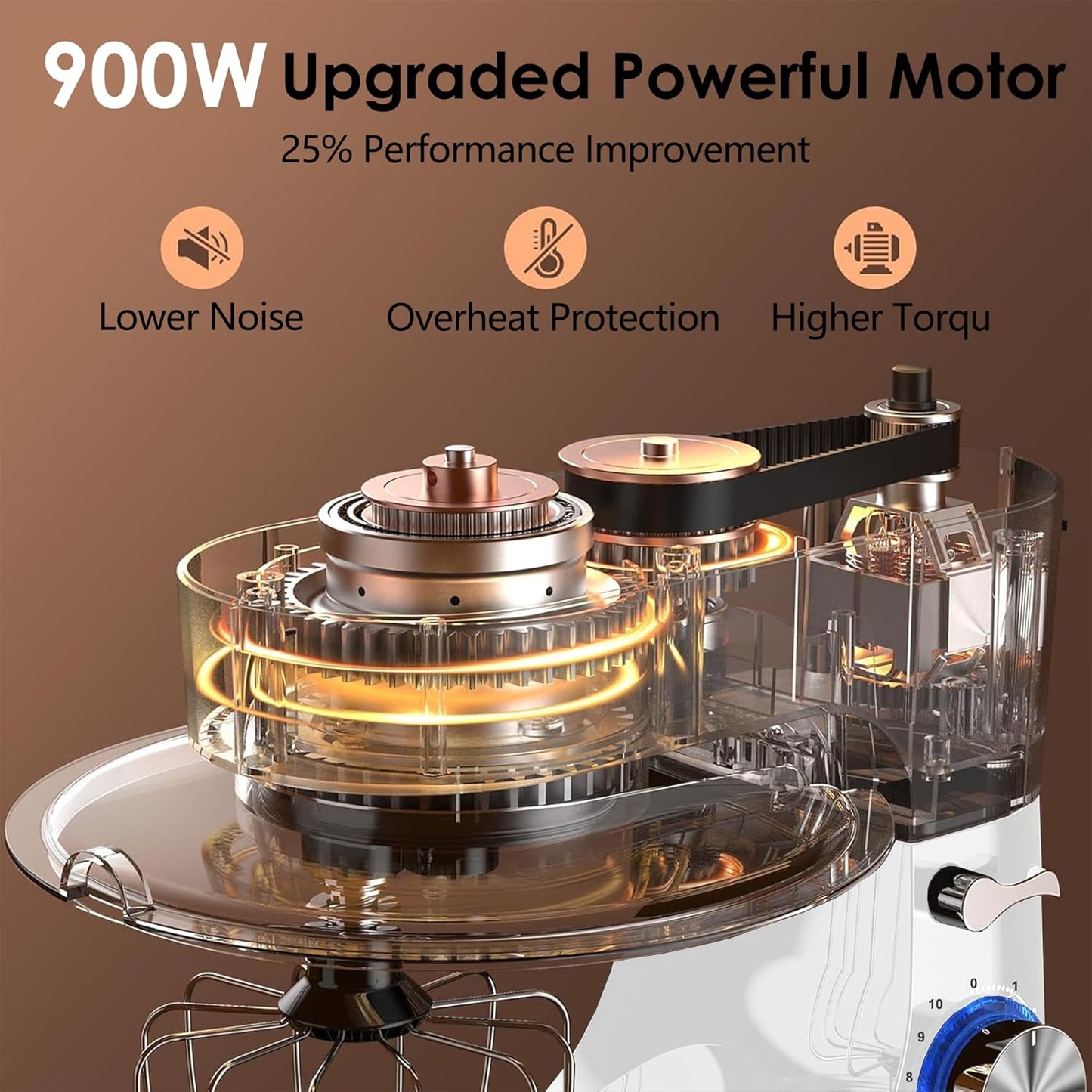 Kitchen in the Box Stand Mixer, 900W 8.5 QT Kitchen Electric Mixer, 10-Speed Large Capacity Tilt-head Food Mixer with Dough Hook, Wire Whip, Flat Beater & Splash Guard (White)