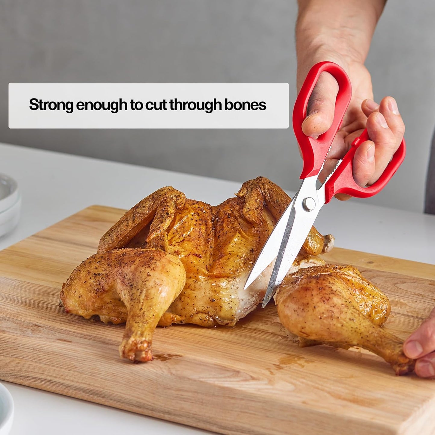 Misen Heavy Duty Kitchen Shears - Versatile Scissors for Meat, Poultry & More - Easy Clean, Professional Grade - Ambidextrous Comfort Handle - Red