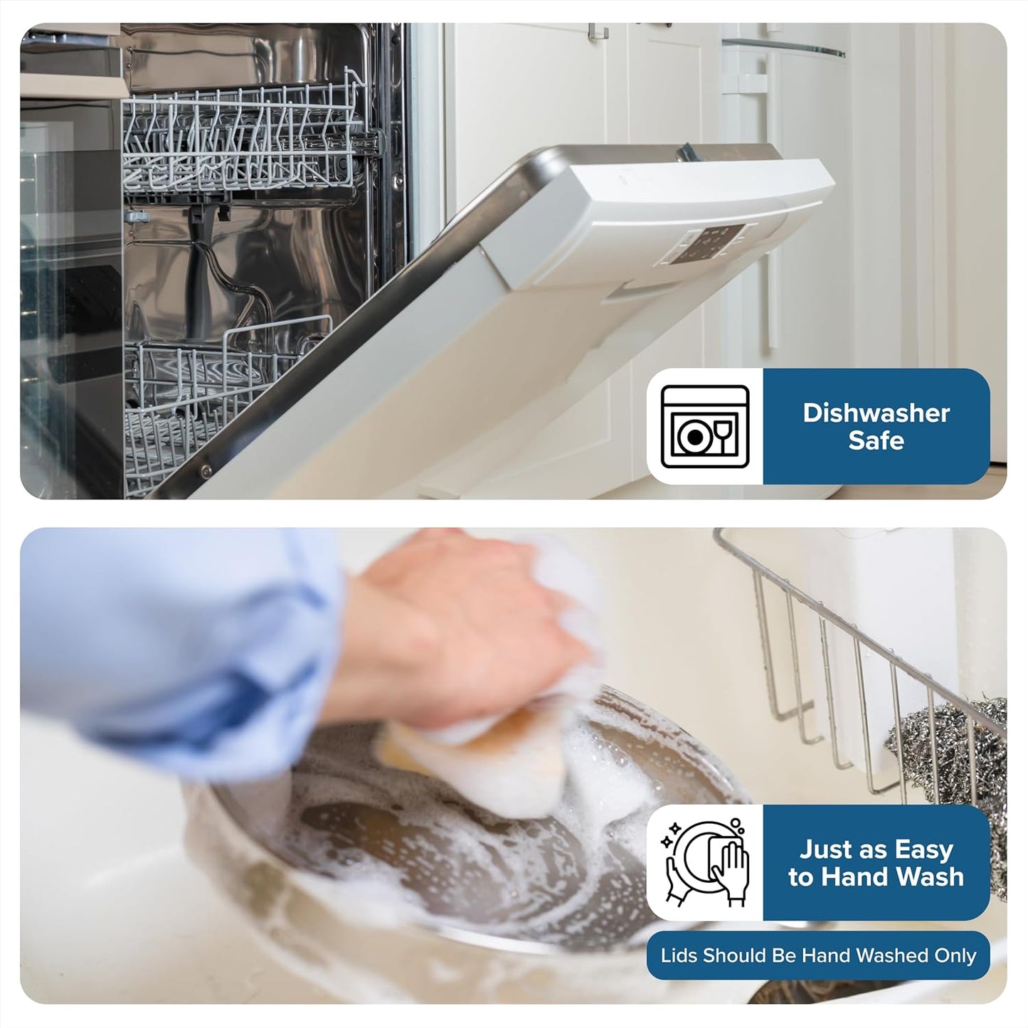 Viking Mixing Bowls Set, 10 Piece Stainless Steel Kitchen Cookware, Non-Slip Silicone Base, Includes Tight Fit Lids, Dishwasher Safe, Red