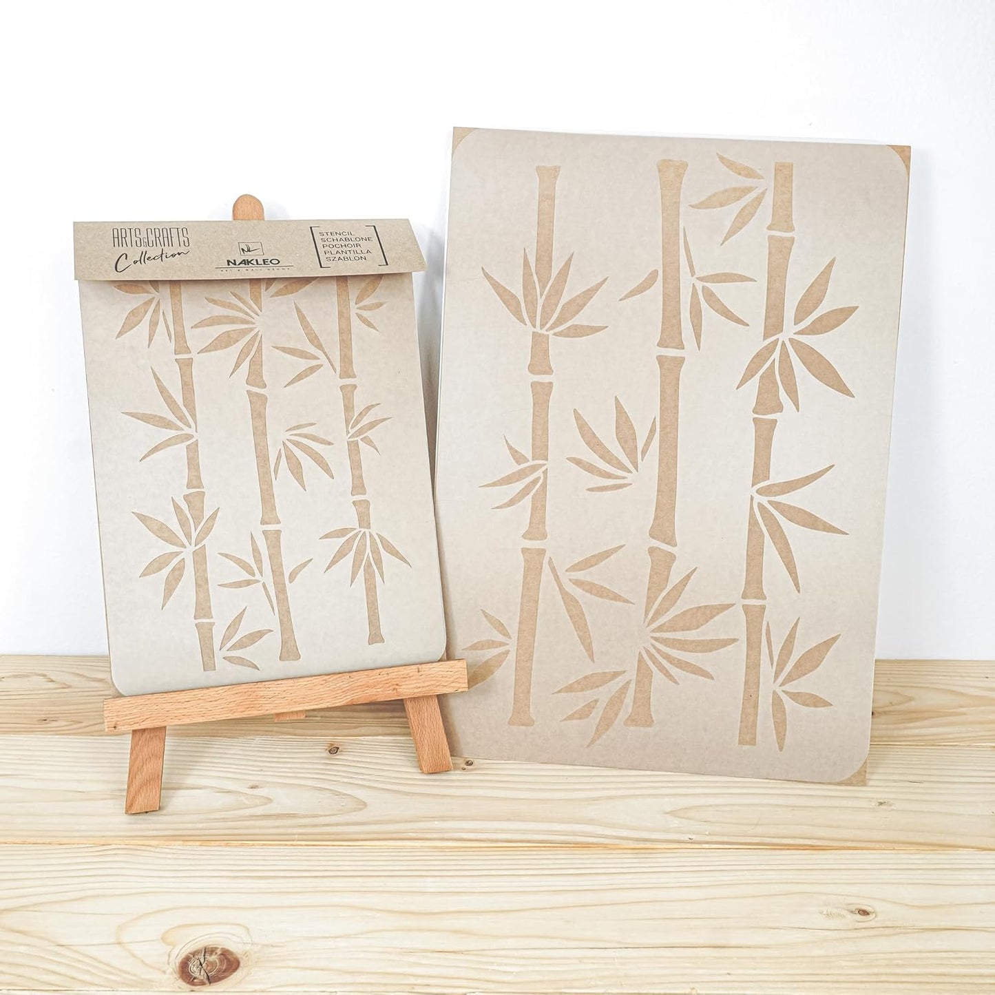 NAKLEO Painting Stencil for Crafts A3 11.8” x 16.5”, Bamboo Shoots Tropical Oriental Pattern, Reusable Plastic DIY & Scrapbooking Drawing Template, Decoupage Art Home Decor, Wall Wood Fabric Furniture