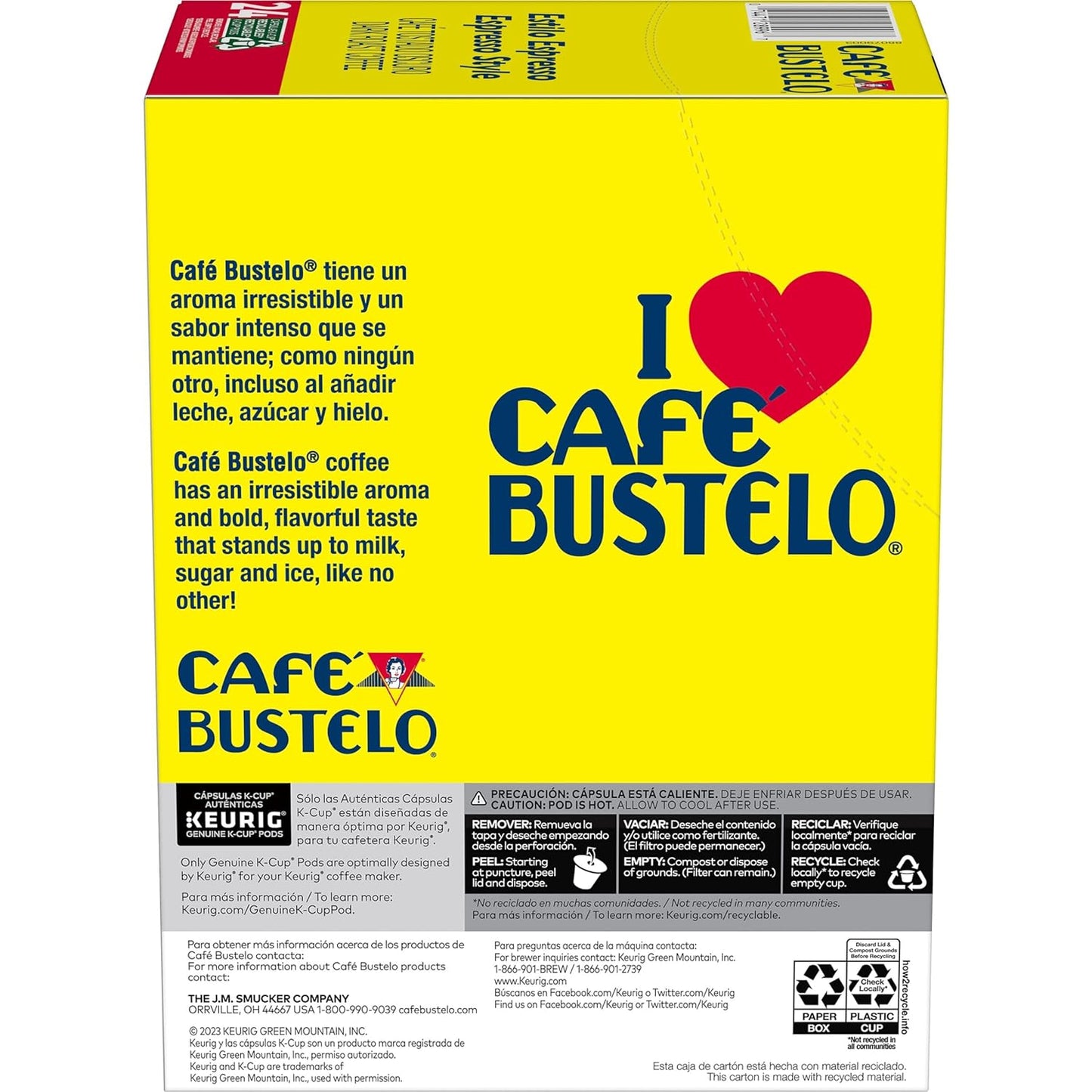 Café Bustelo Espresso Style Dark Roast Coffee, 96 Keurig K-Cup Pods