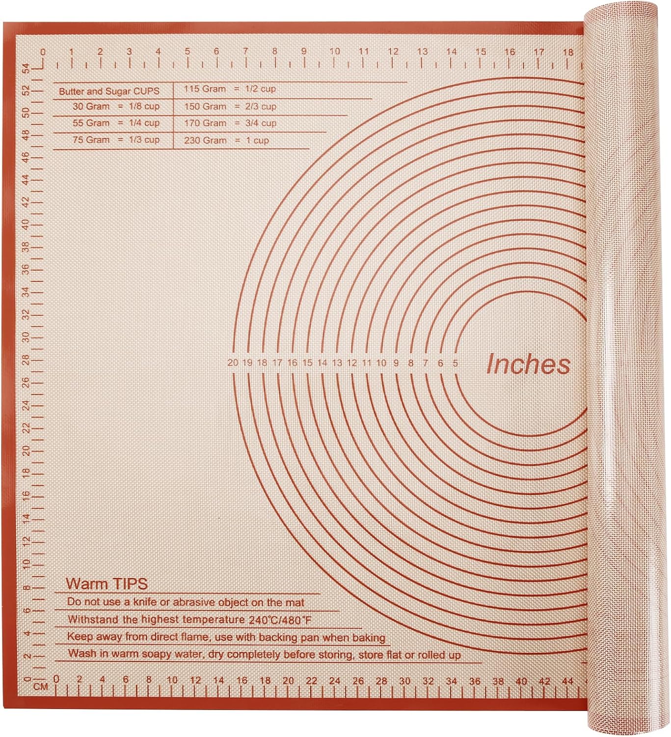 Silicone Pastry Mat 36x24 Inch Nonstick Baking Mat Perfect for Dough, Pastry Board, Dough Rolling, Kneading Board, Pie Crust, Fondant, Pasta/Pizza, Kitchen Counter Mat