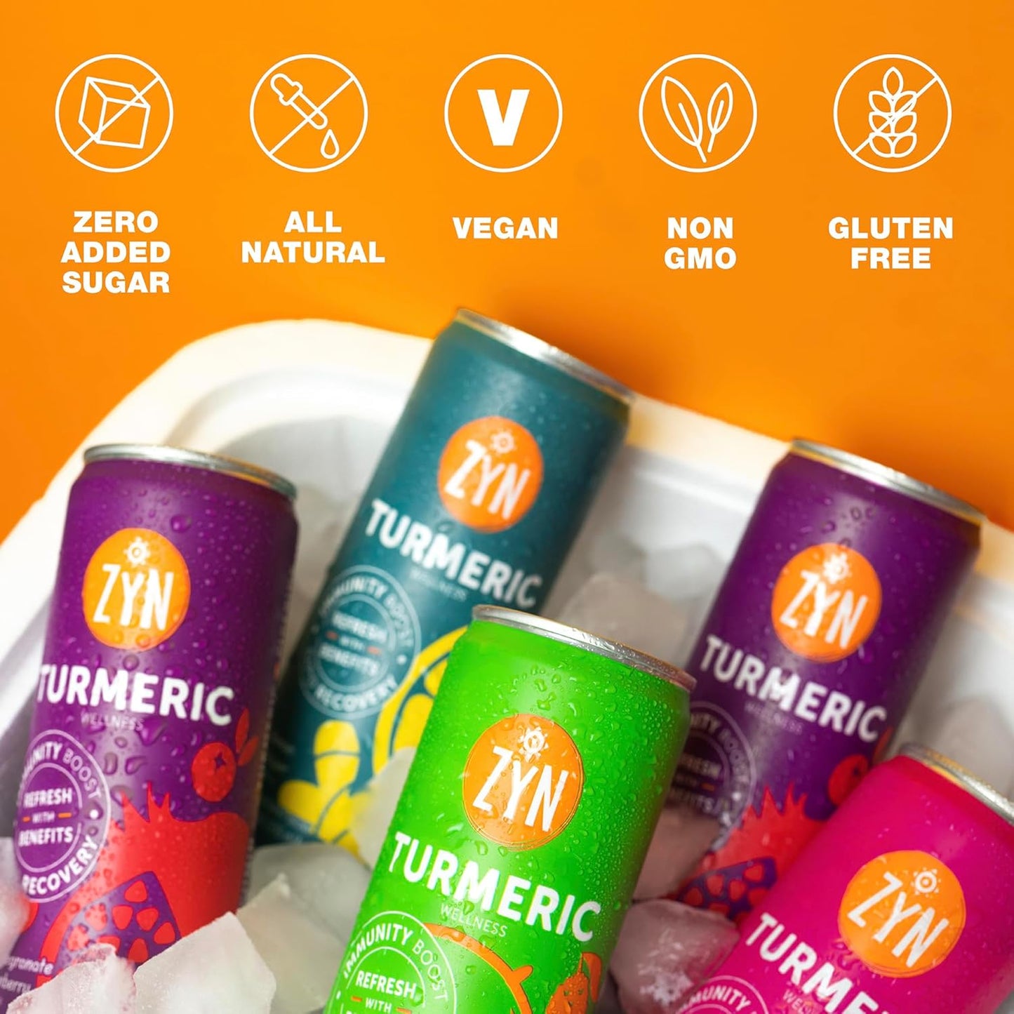 ZYN Turmeric Wellness Drink (6 Pack), Pomegranate Cranberry Flavored Turmeric Curcumin Drink with Black Pepper, No Added Sugar, Low Carb & Low Calorie Drink, Clean Alternative