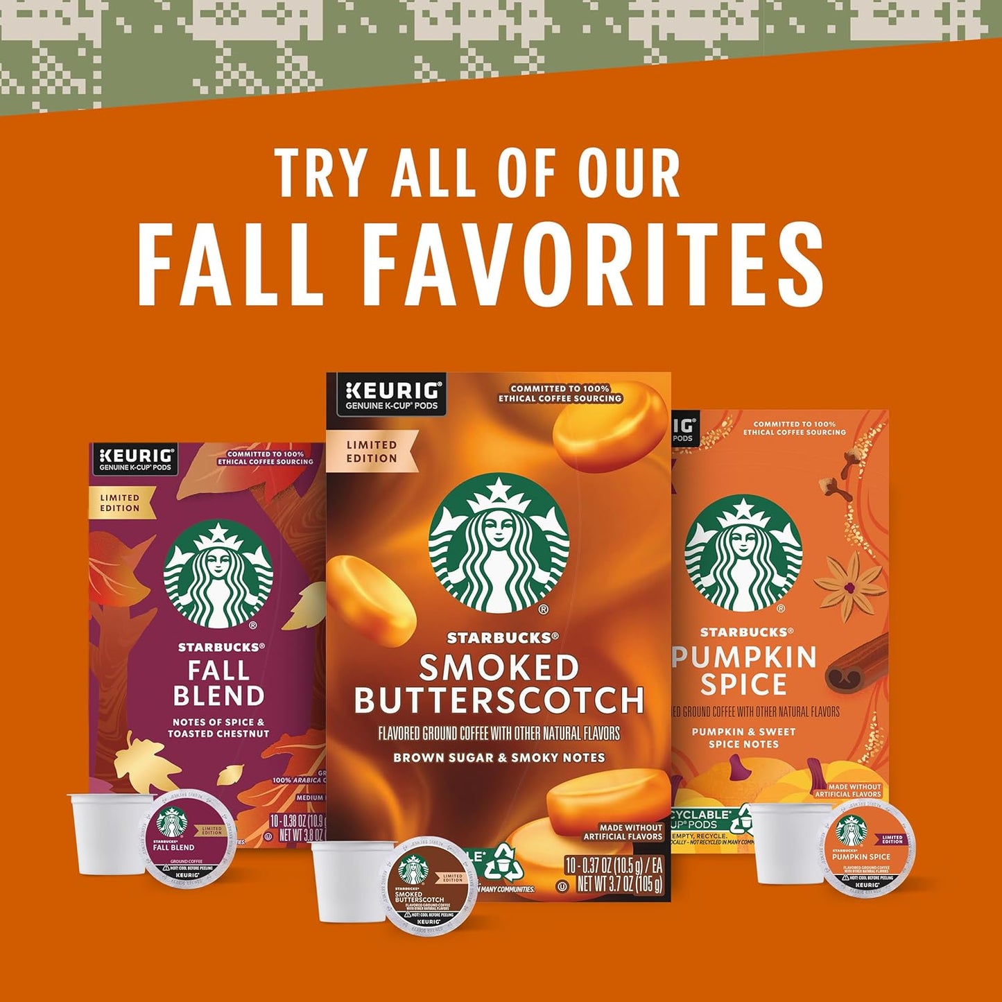 Starbucks K-Cup Coffee Pods, Medium Roast Coffee for Keurig Coffee Makers, Fall Blend, 100% Arabica, Limited Edition, 6 Boxes (60 Pods Total)