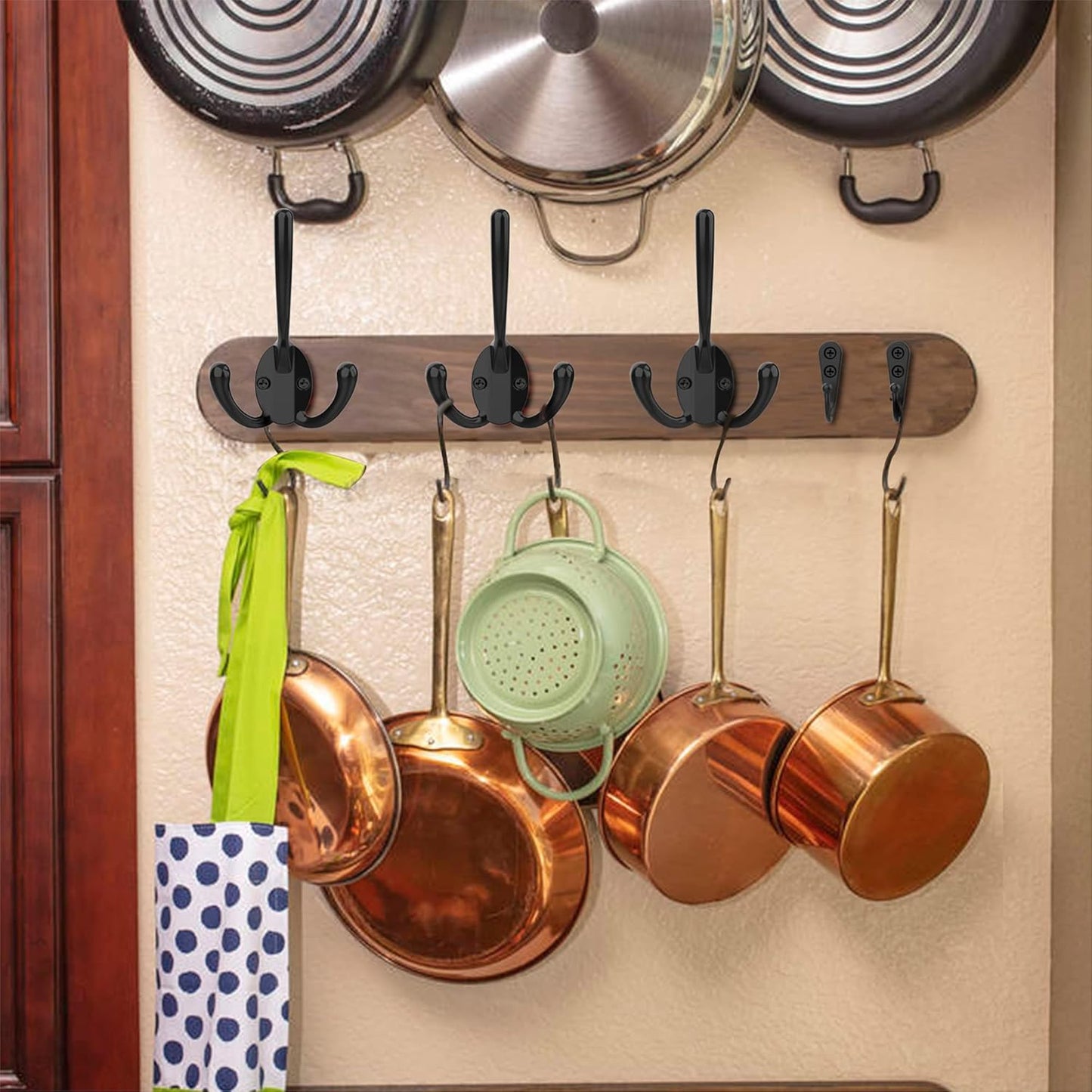 10 Pack Heavy Duty Wall Mounted Black Coat Hooks With 30 Screws - Mudroom, Backpack, Robe, Hat Hooks (Two Types of Hooks + Three Types of Screws Included)