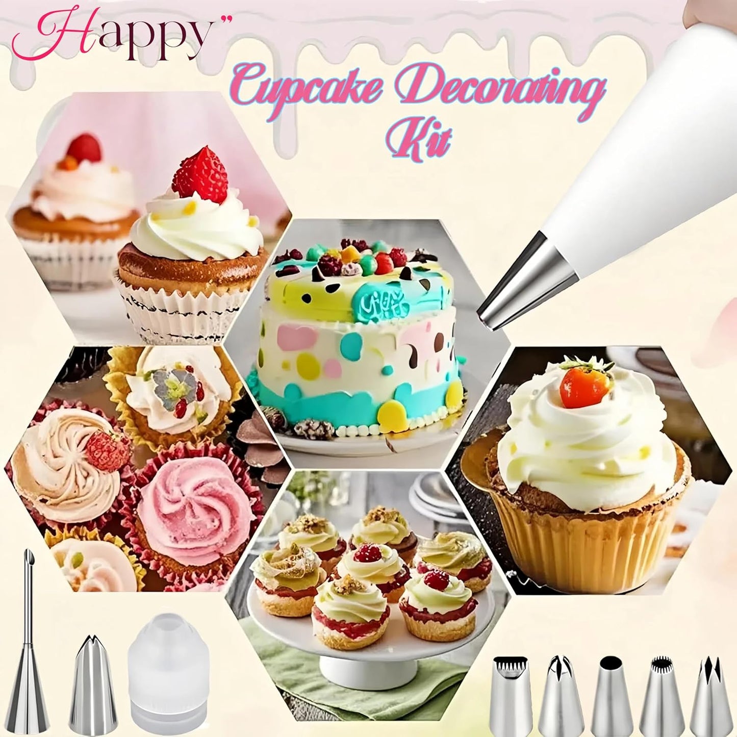 Reusable Piping Bags and Tips Set - 16inch Pastry Bags for Cake Decorating, Cupcakes, Cookies | Durable Cotton Exterior, Easy to Clean, Eco-Friendly Baking Kit for Home Bakers & Chefs