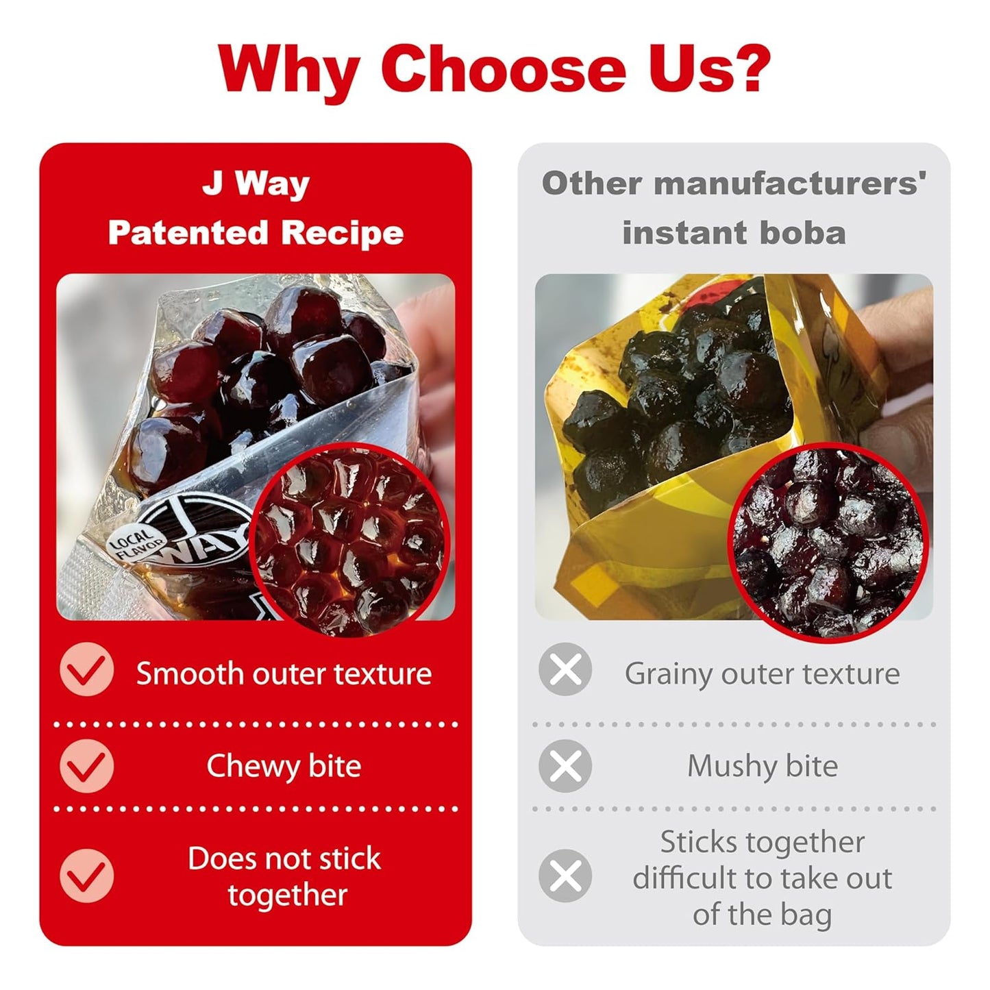 J WAY BOBA Authentic Instant Tapioca Boba Pearls for Milk Tea, Smoothies and Desserts, Brown Sugar Flavor (Ready in Just 20 Seconds) - 4 Servings