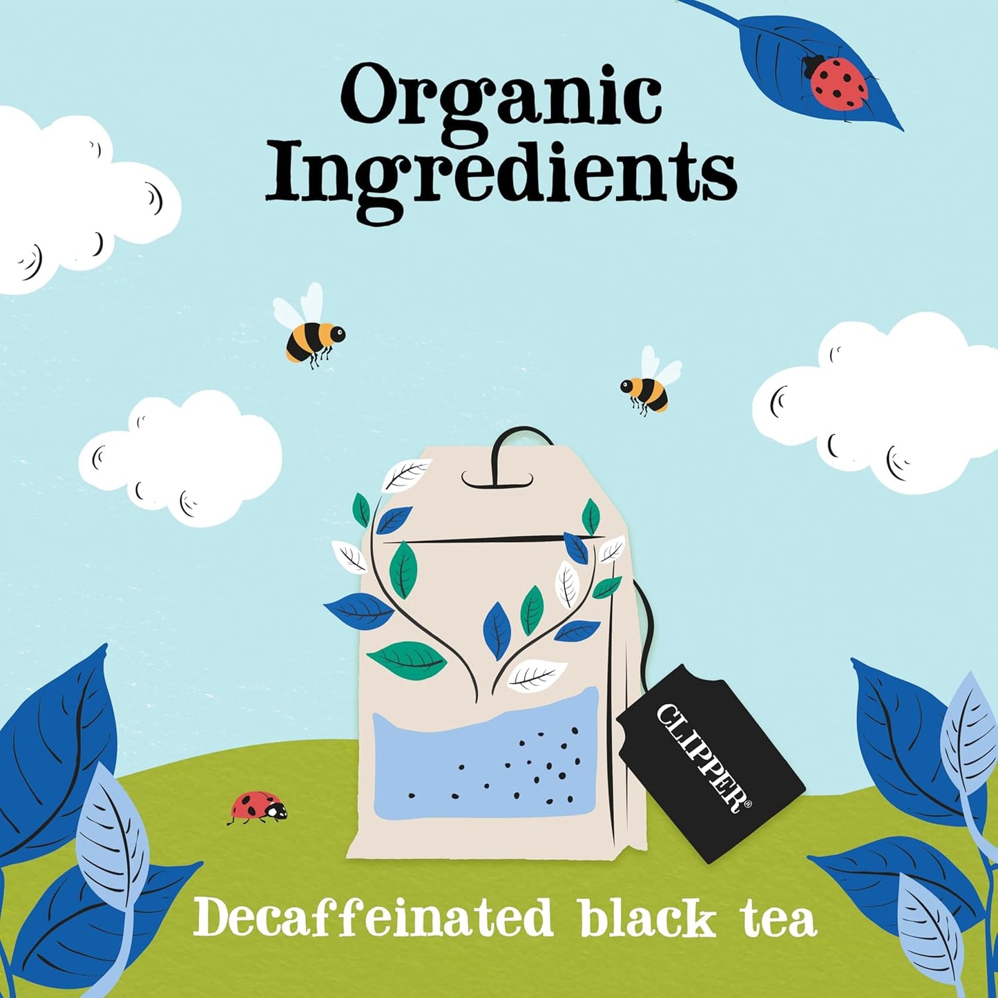 Clipper Tea, Organic Decaf, Plant-Based, Decaffeinated Black Tea, Great Over Ice, 1 Pack, 80 Unbleached Tea Bags