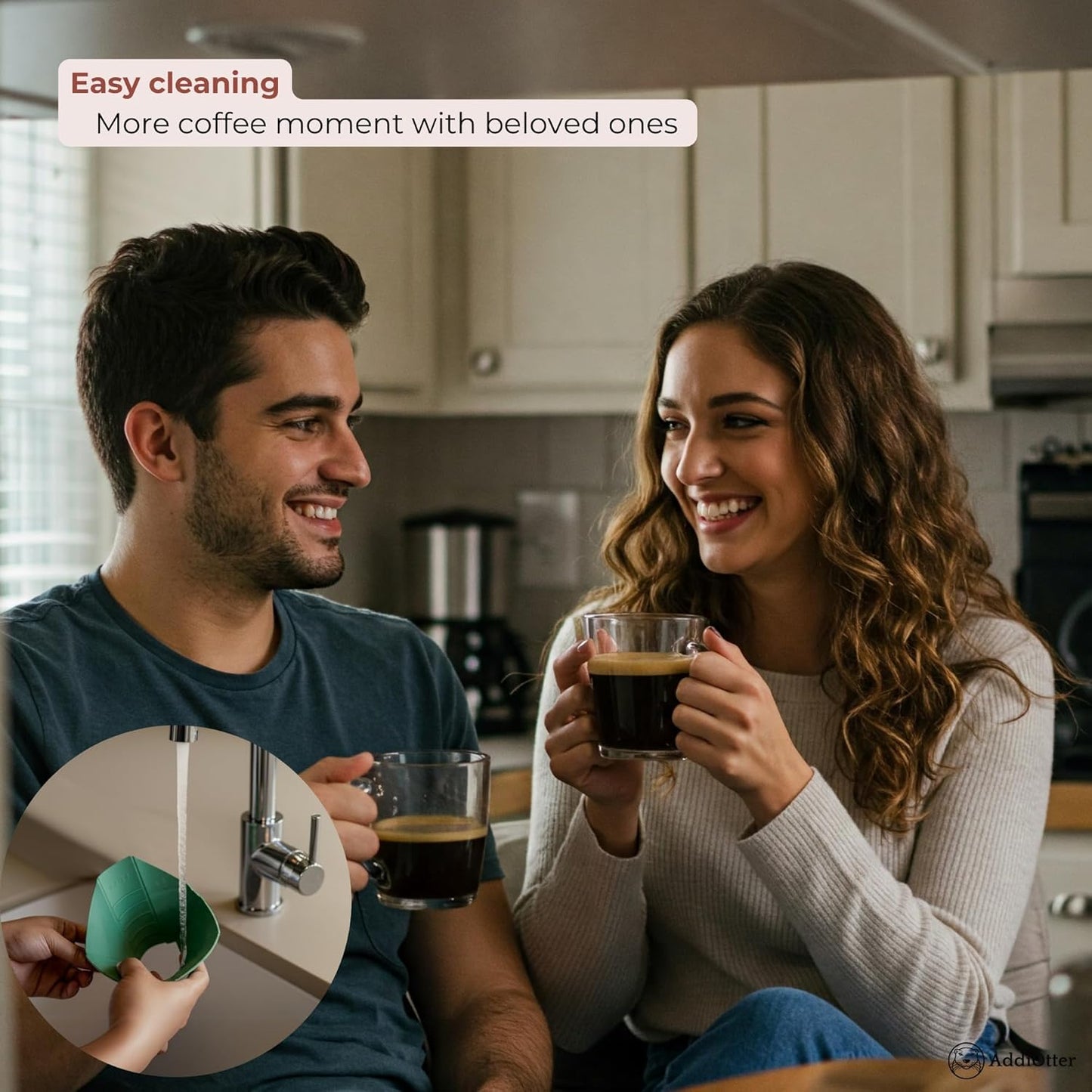 Pour-over Coffee Set Fit for 1-2 Cup Coffee Brewing at Home/Outdoors, Includes 1 Two-way Dripper & 80 Disposable Fabric Coffee Filters, Flip-and-use Dripper with Cone & Trapezoid Shape