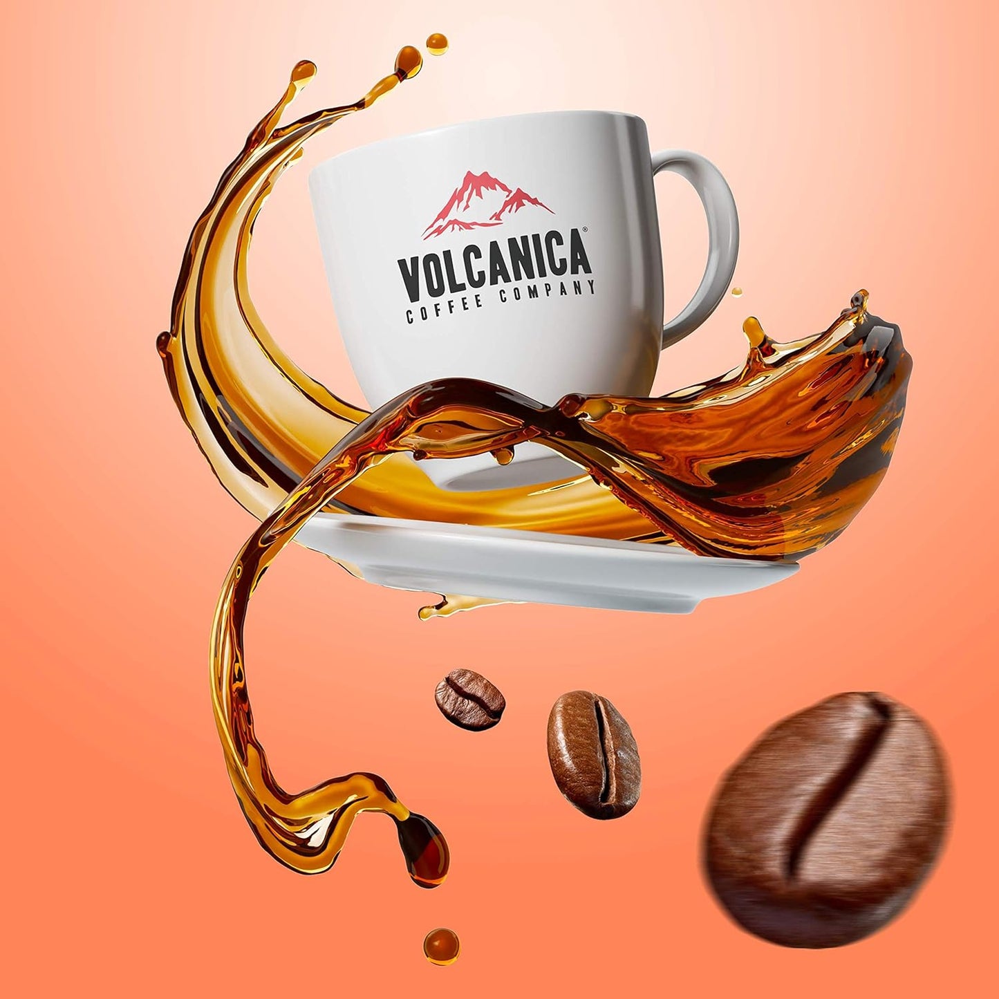 Volcanica Espresso Whole Beans Coffee, Dark Roast 100% Arabica, Espresso Roast, Bold Sweet Flavor, Fresh Roasted, Kosher, Vegan, Gluten-Free, 16 oz