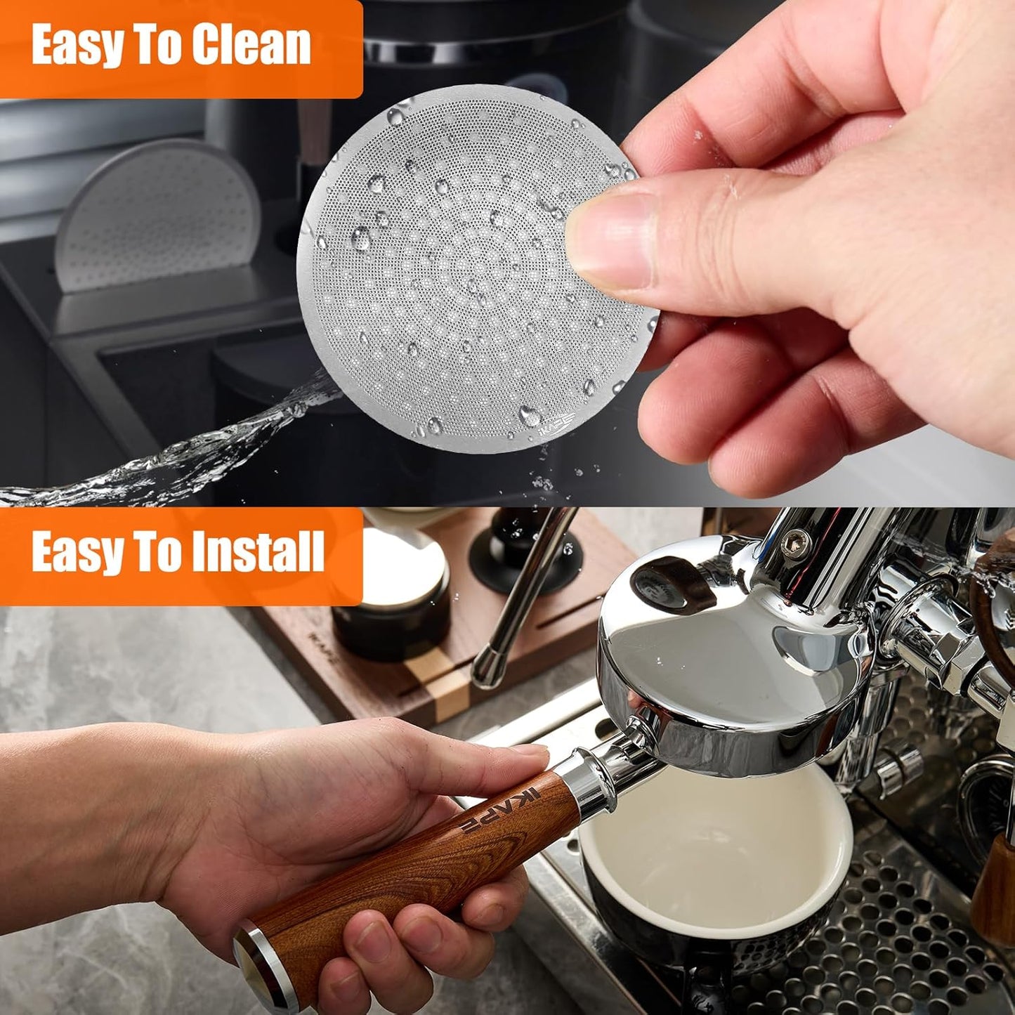 IKAPE 51mm Espresso Puck Screen, 0.8mm Thickness, Reusable Metal Thin & light Coffee Filters, Food-grade 316 Stainless Steel Coffee Puck Screen for Espresso Baristas