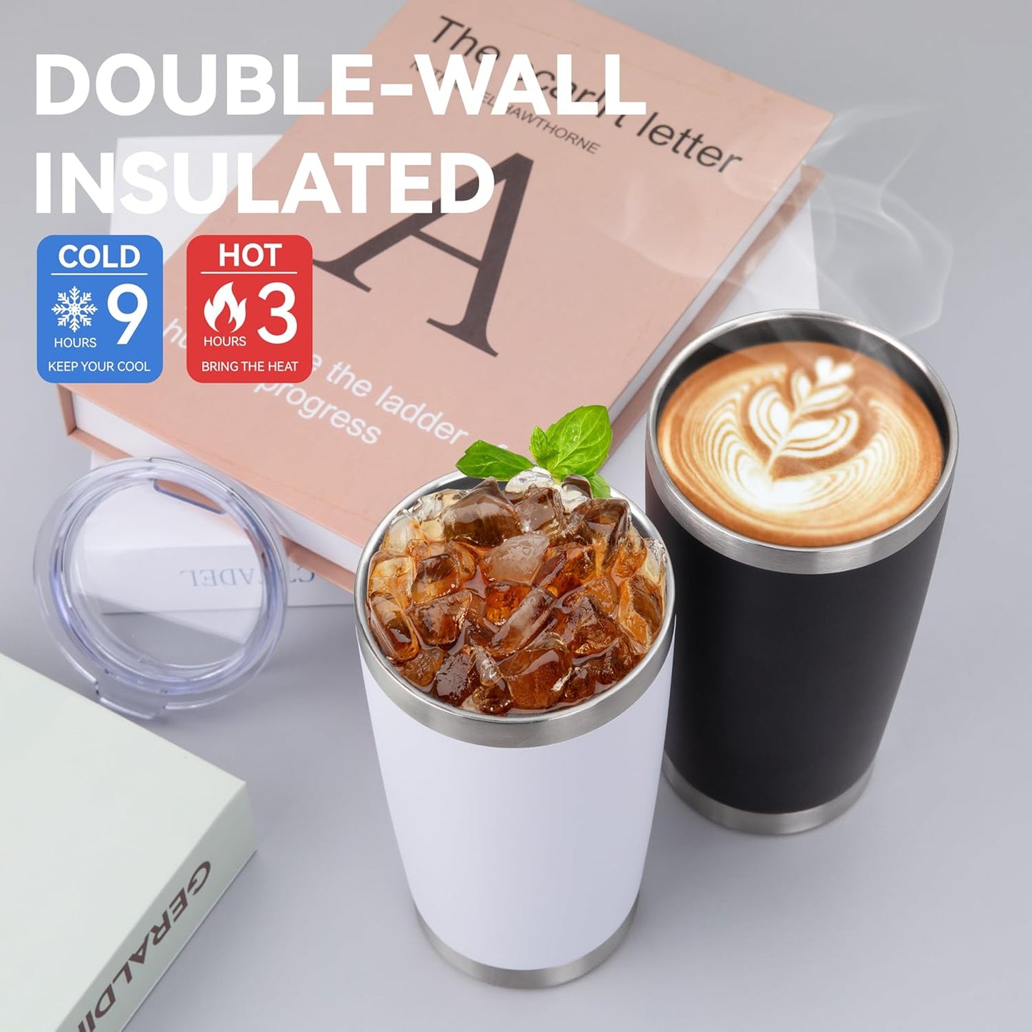 HASLE OUTFITTERS 20oz Stainless Steel Tumblers Bulk, Insulated Travel Cup with Lid, Double Wall Vacuum Coffee Mug for Cold & Hot Drinks 12 Pack, Royal Blue