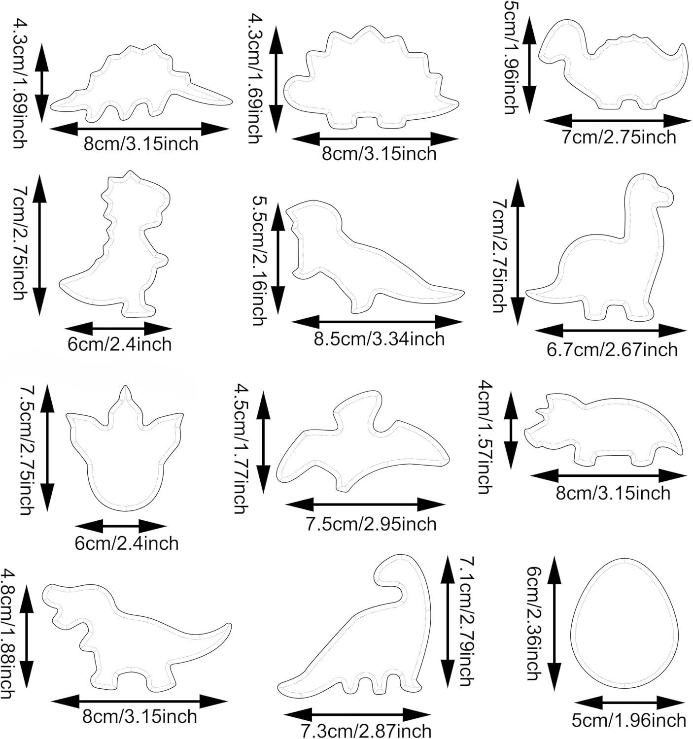 Dinosaur Cookie Cutters Set Small Size Stainless Steel Shaped for Kids Birthday Party Supplies,Footprint,Dinosaur Eggs,different dinosaur shapes.