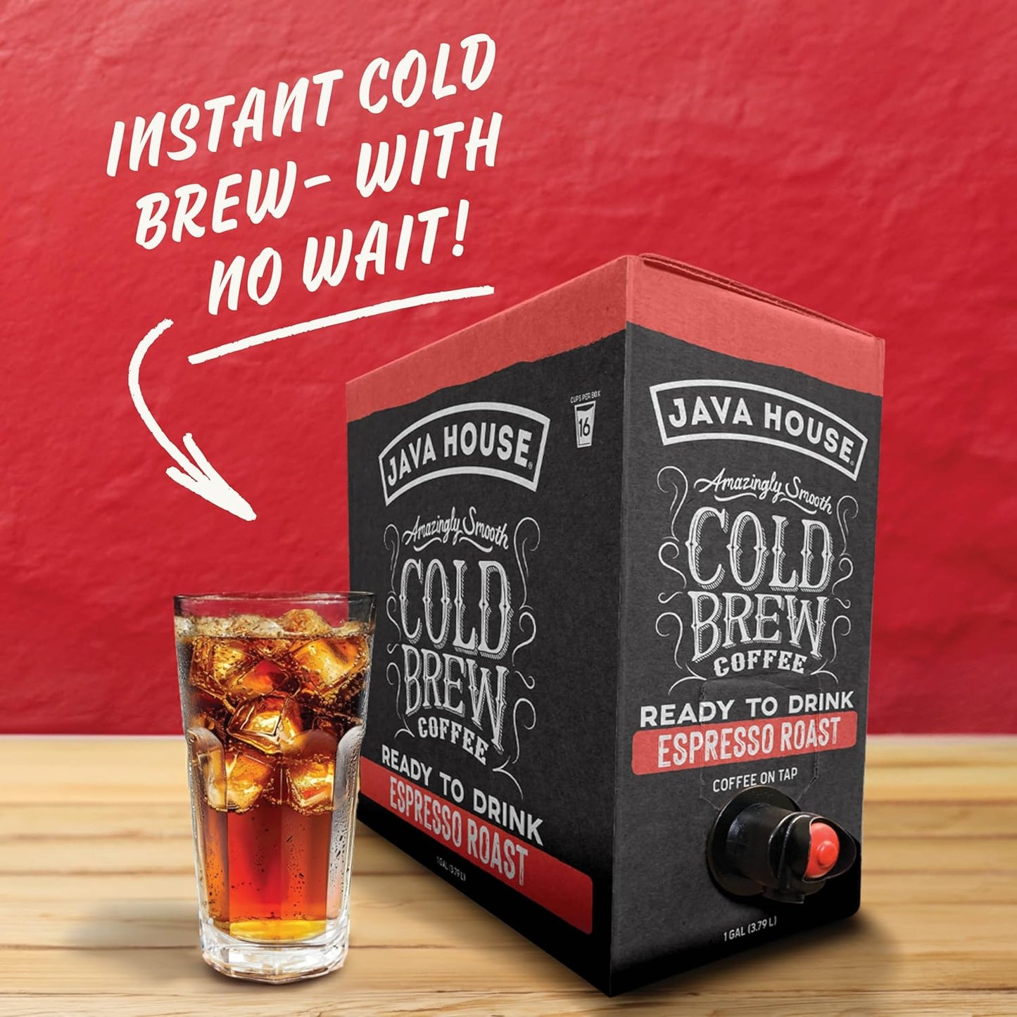 Java House Cold Brew Coffee on Tap (Pack of 2) – Premium 100% Arabica Dark Roast – Smooth Espresso Flavor with Dark Chocolate Notes – 1 Gallon Box (16 Servings) – Ready to Drink, No Brewing Required, Fridge-Friendly