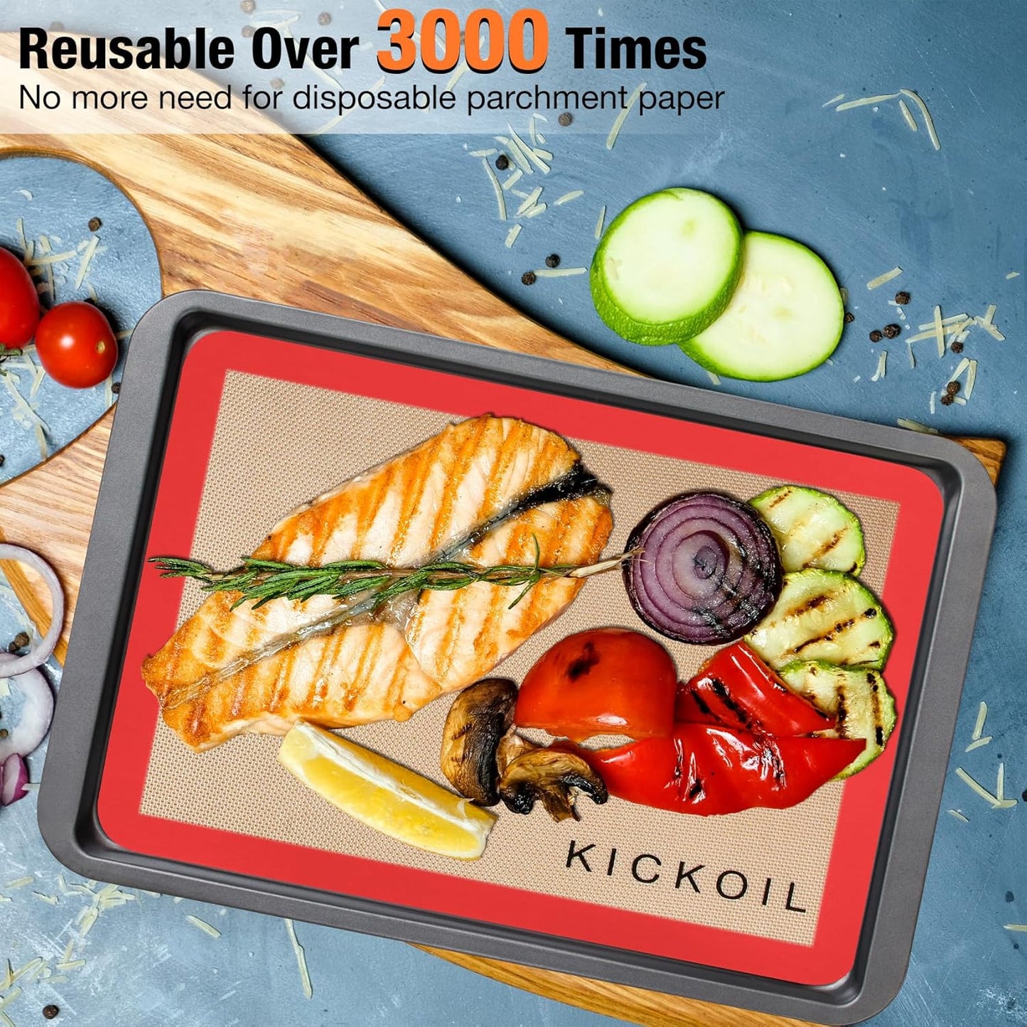 Silicone Baking Mat Large Set 4 Half Sheet-Silicone Bakeware Mat for Oven Reusable Heat Resistant Non Stick Baking Sheet BPA Free Cooking Supplies for Cookie, Bread, Macaron&Pastry,Rectangular