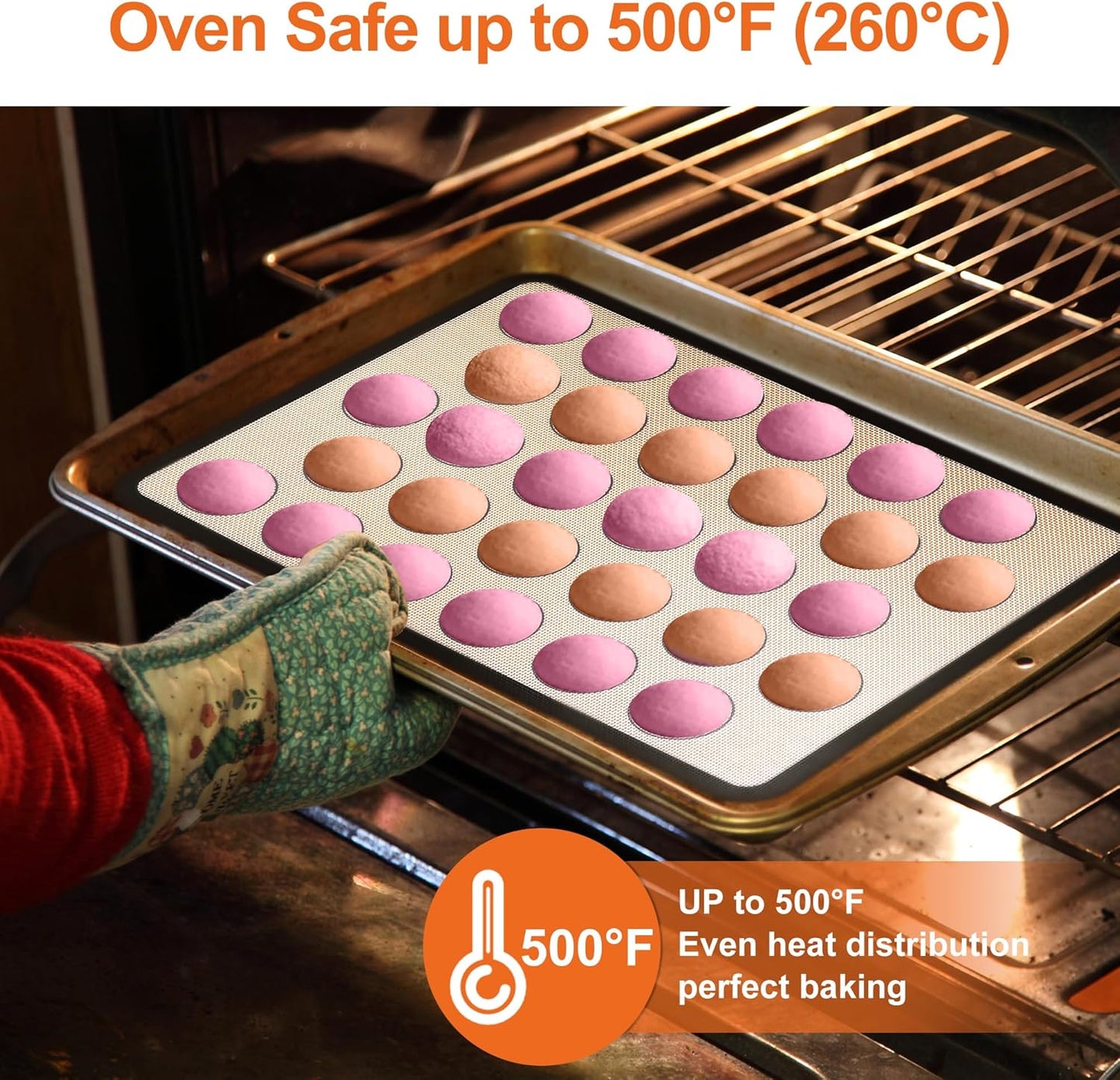 HOOMIL Macaron Silicone Baking Mats 2-Pack, 18" x 13" Commercial Half Sheet Size Macaron Silicone Mat, Non-Stick, Reusable, Food Safe Baking Mat - Brown+Gray