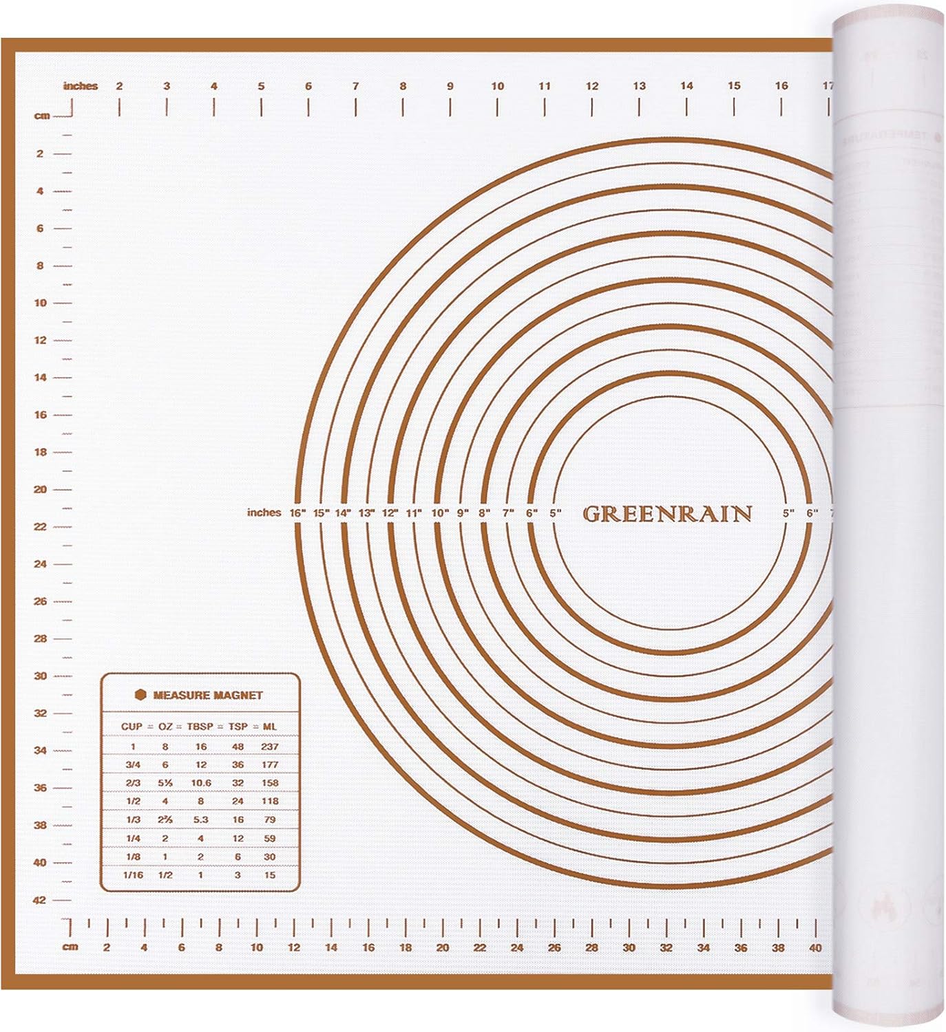 Silicone Pastry Mat Extra Thick Large Non Stick Baking Supplies Kitchen Counter Cooking Rolling Dough Sheet Pie Crust Sourdough Bread Oven Liner with Measurement (XL-20''(W)*28''(L), 3#Gold)