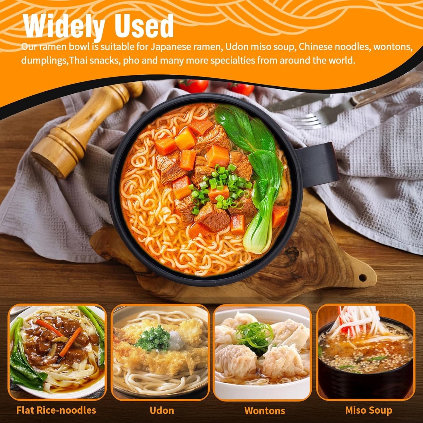 Microwave Bowl with Lids,Ramen Bowl,28oz Microwave Soup Mugs with Handles,for Soup and Instant Noodles,Oatmeal, Gumbo, Salad, College Dorm Room Essentials for Girls for Boys Apartment Essentials