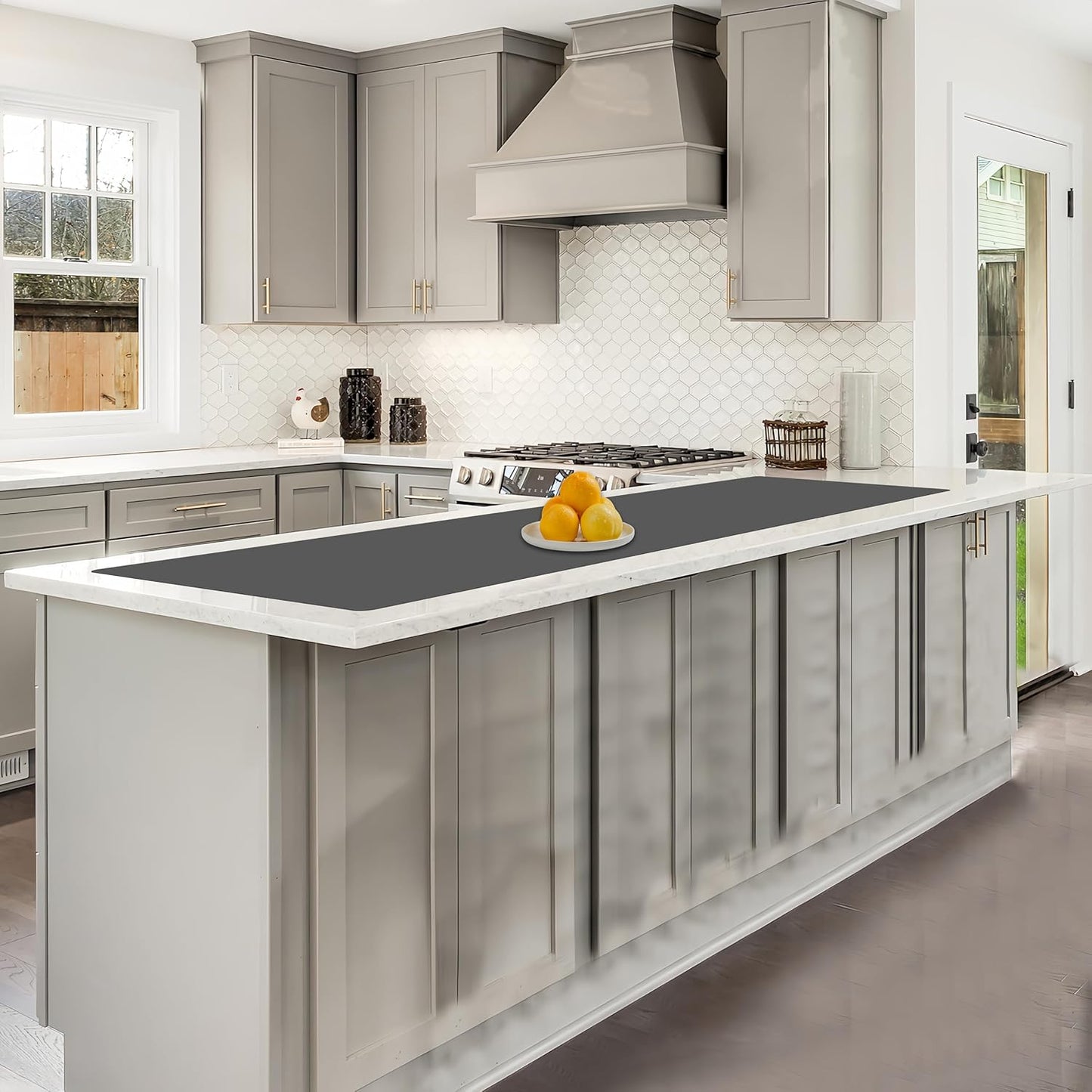 78.7"x15.7"(200cmx40cm) Large Silicone Mats for Countertop, Heat Resistant Mat, Waterproof Nonslip Silicone Kitchen Counter Mat, Nonstick Table Placemat, Multipurpose Mat, Dark Gray