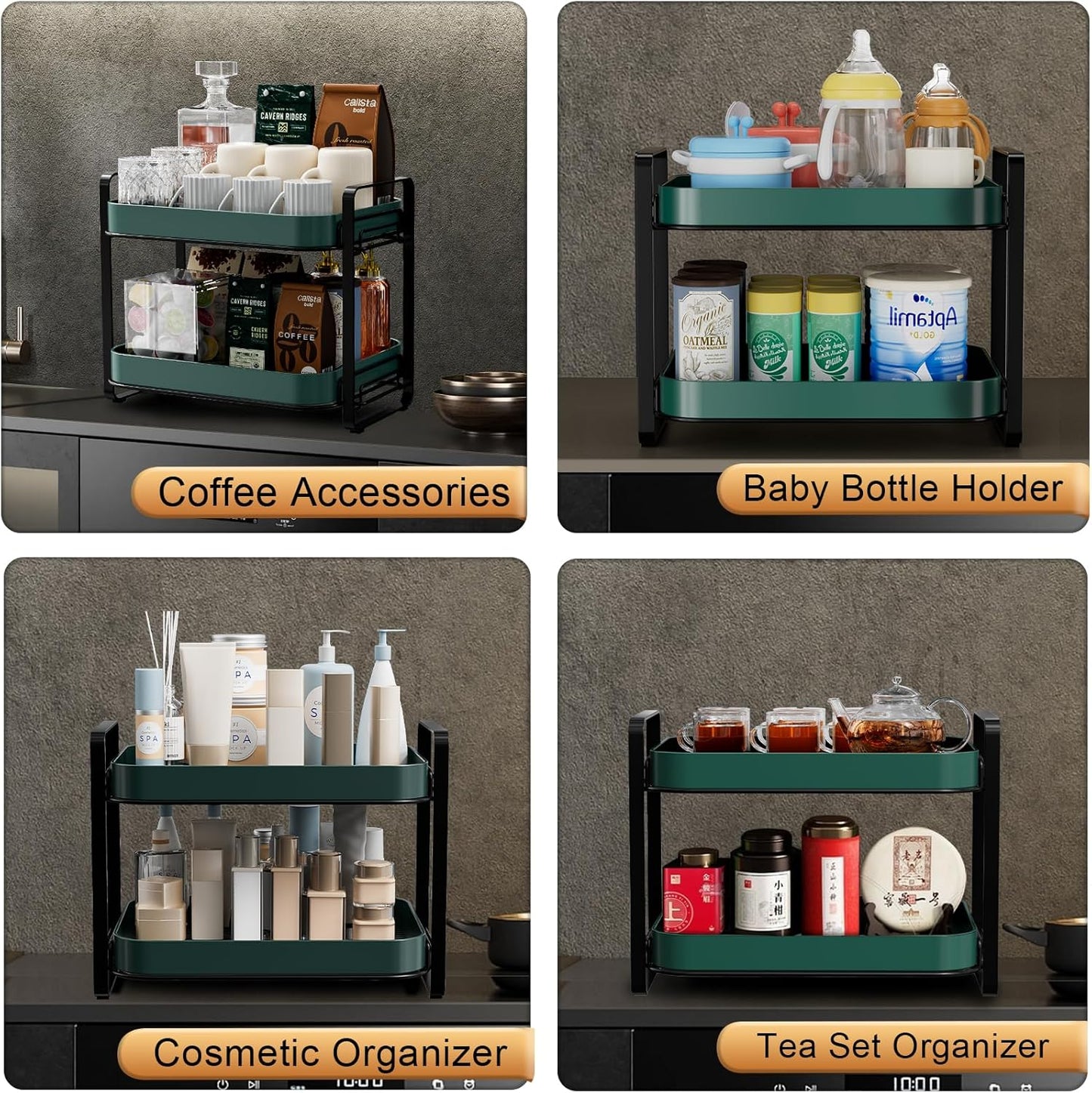 2-Tier Cup Drying Rack & Coffee Bar Accessories With Tray - Mug Holder for Countertop, Baby Bottle Organizer, Sippy Cup Storage, Tea & Glass Organizer