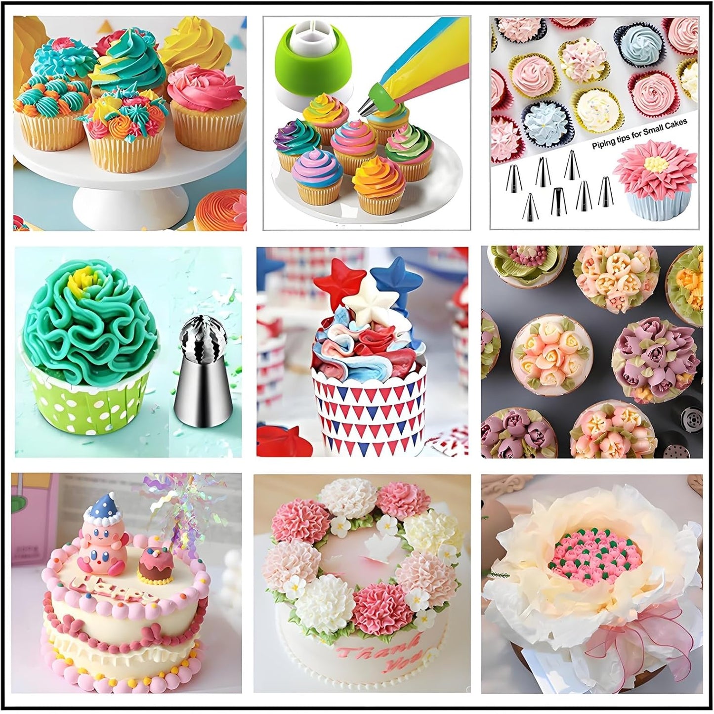 130 Pcs Piping Bags and Tips Set with 48 Numbered Icing Tips,7 Russian Tips,1 Ball Tip,2 Leaf Tips,Pattern Chart,8 Carved Pens,4 Couplers,6 Ties,50 Disposable Pastry Bags for Cake Decorating