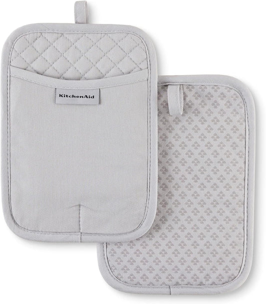 KitchenAid Asteroid Pot Holder 2-Pack Set, Matte Grey, 7"x10"