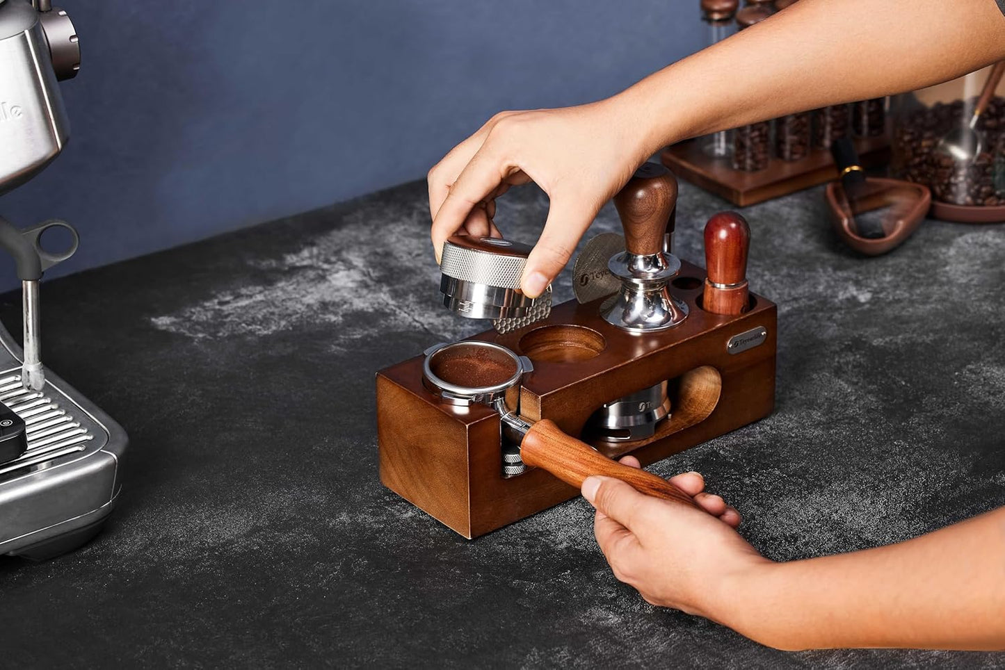 54mm Bottomless Portafilter for Breville Barista Express Pro Touch Bambino Infuser Espresso Accessorie produced with original porta filter as mold Not damage BES500's brewing head