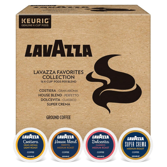 Lavazza Favorites Collection Variety Pack, Single Serve Keurig® K-Cup® Pods, Light and Medium Roast Coffees, 64-Count Box