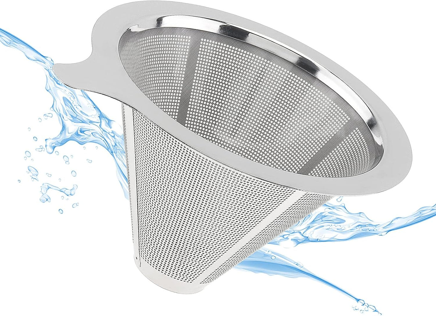 TQEONKL Pour Over Coffee Dripper,Paperless Reusable Coffee Filter,Metal Cone Reusable Single Cup Coffee Maker (2-4 cups)