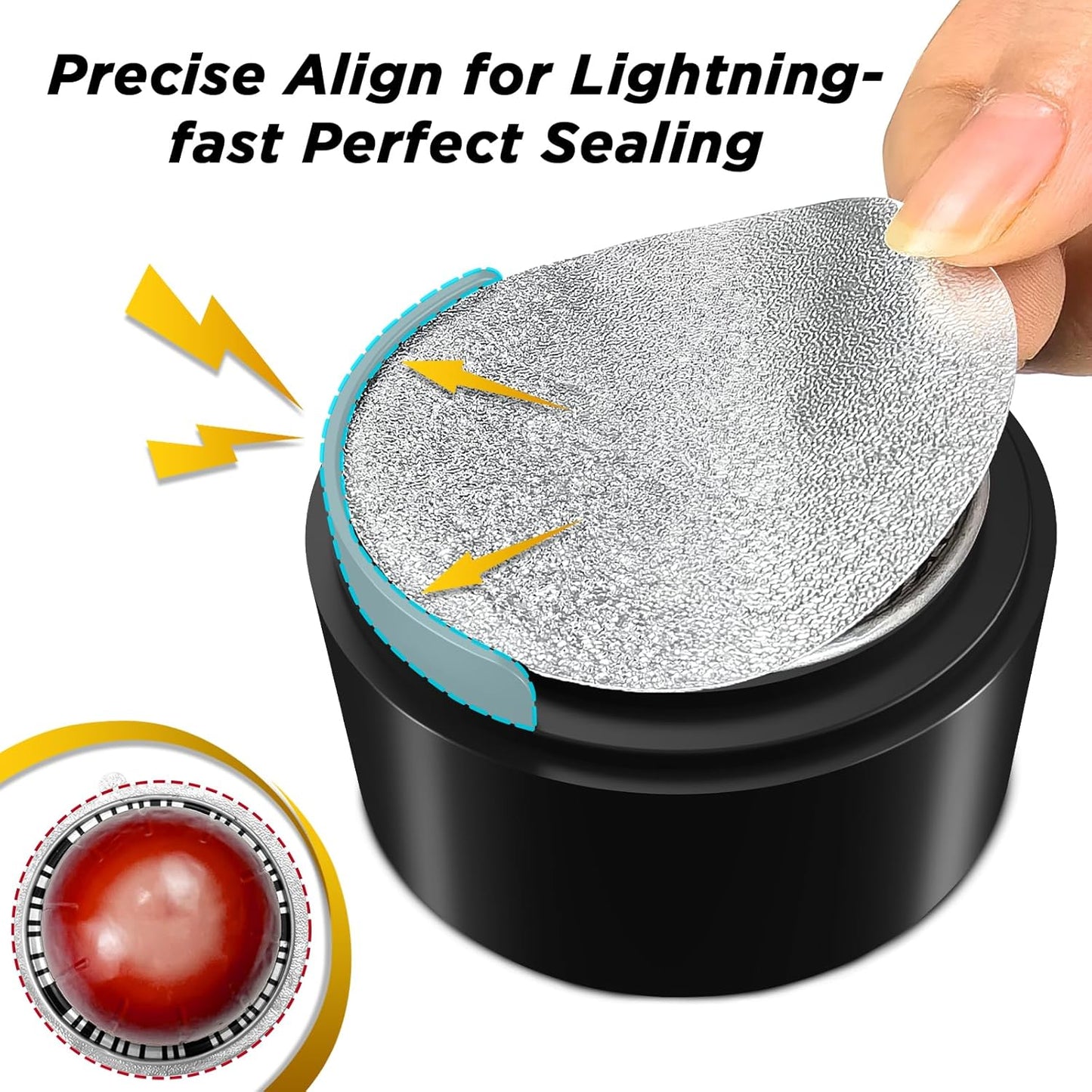 CAPMESSO Reusable Vertuoline Pod Refill Kit, 2024 Innovative for Faster Seal Reusable Vertuoline Pods with Fill & Press Brush,50pcs Aluminum Lids for Vertuoline Pod (50 Lids+1 Holder+1 Scoop)-NO PODS