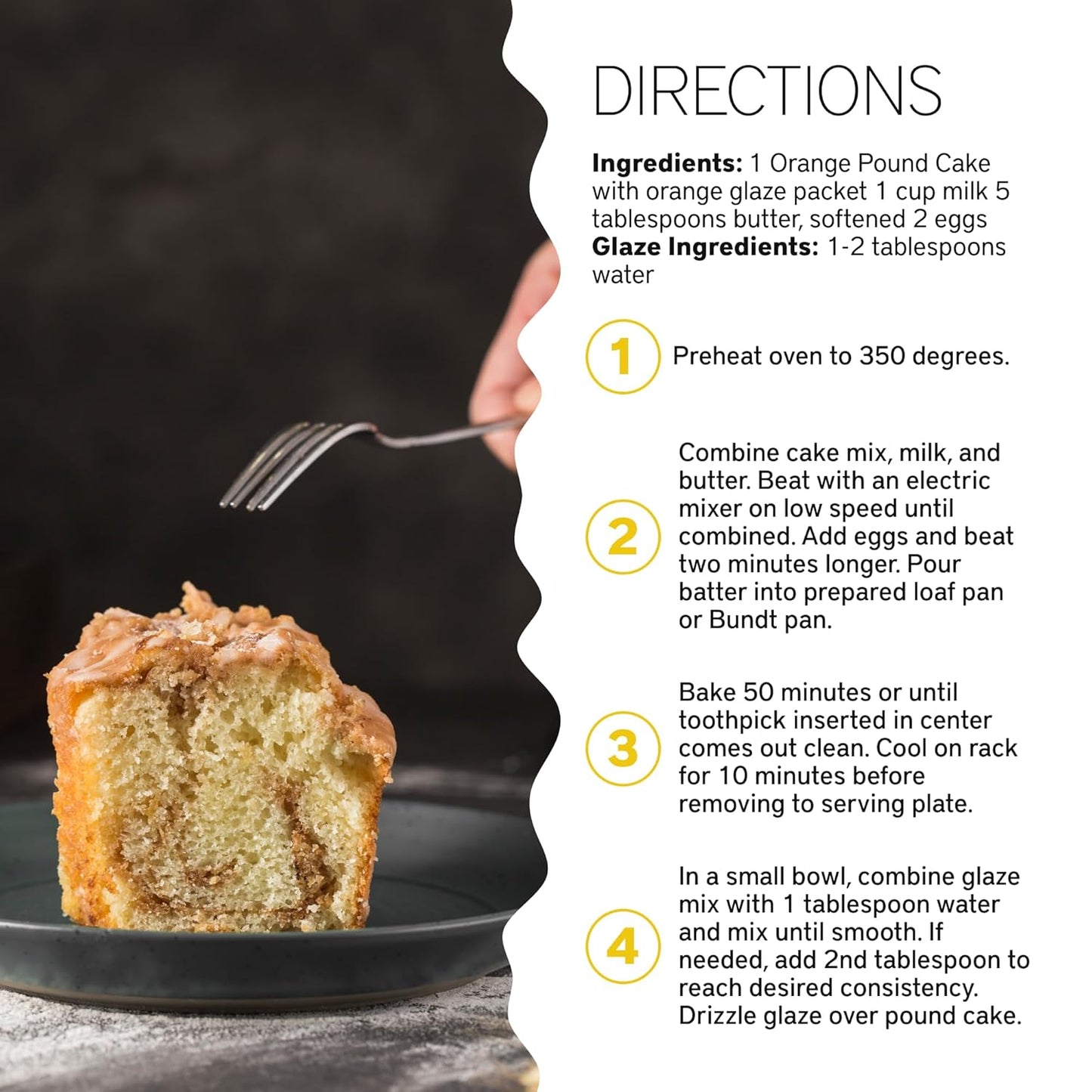 Southern Living Orange Pound Cake Mix, Gourmet, Moist, Buttery & Sweet Flavor with Easy Glaze, Perfect for 8-12 Servings, 1 Box