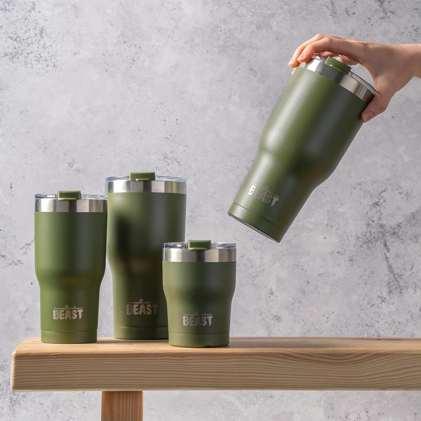 Beast 10 oz Tumbler Stainless Steel Vacuum Insulated Coffee Ice Cup Double Wall Travel Flask (Army Green)