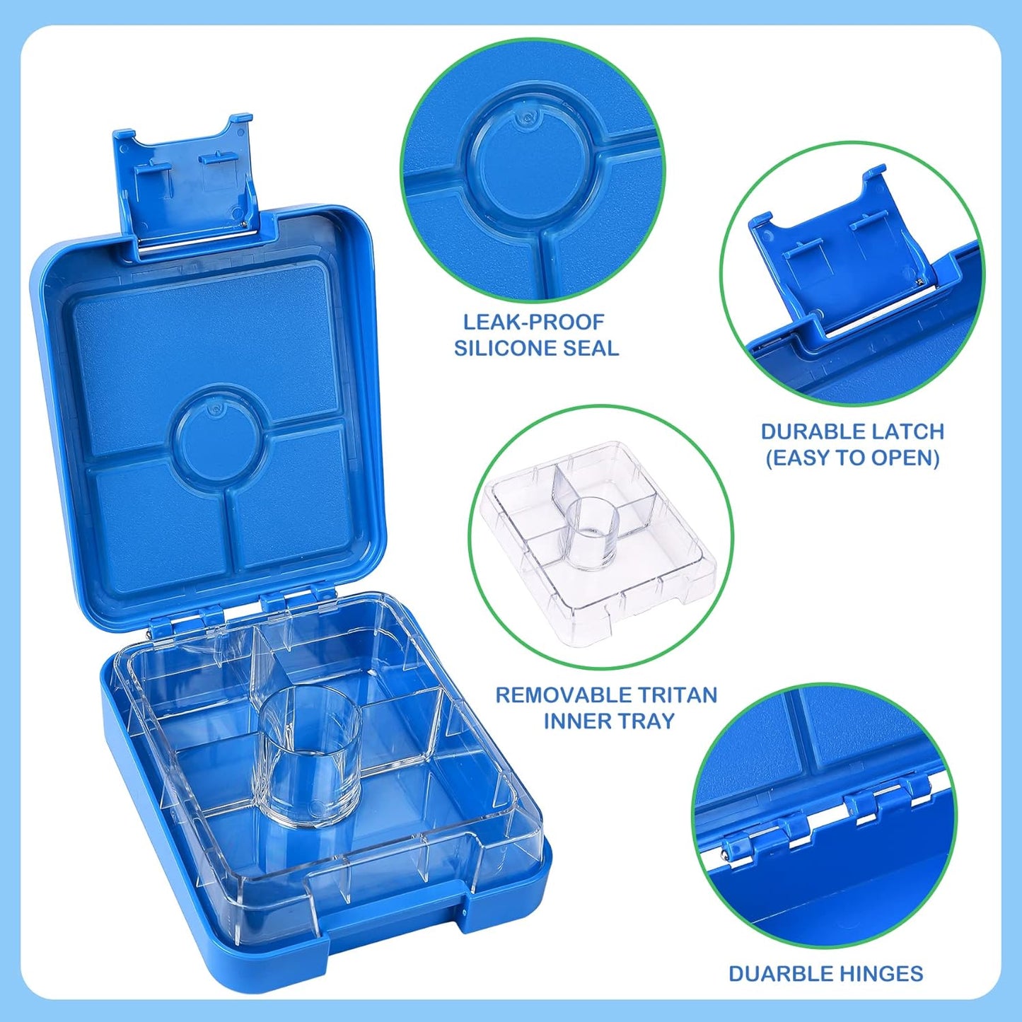 Bento Lunch Box Set With 10oz Soup Thermo, Leak-proof Lunch Containers with 4 Compartment, Kids Hot Thermo Food Jar/Insulation Lunch Bag, Food Containers for School（Shark）