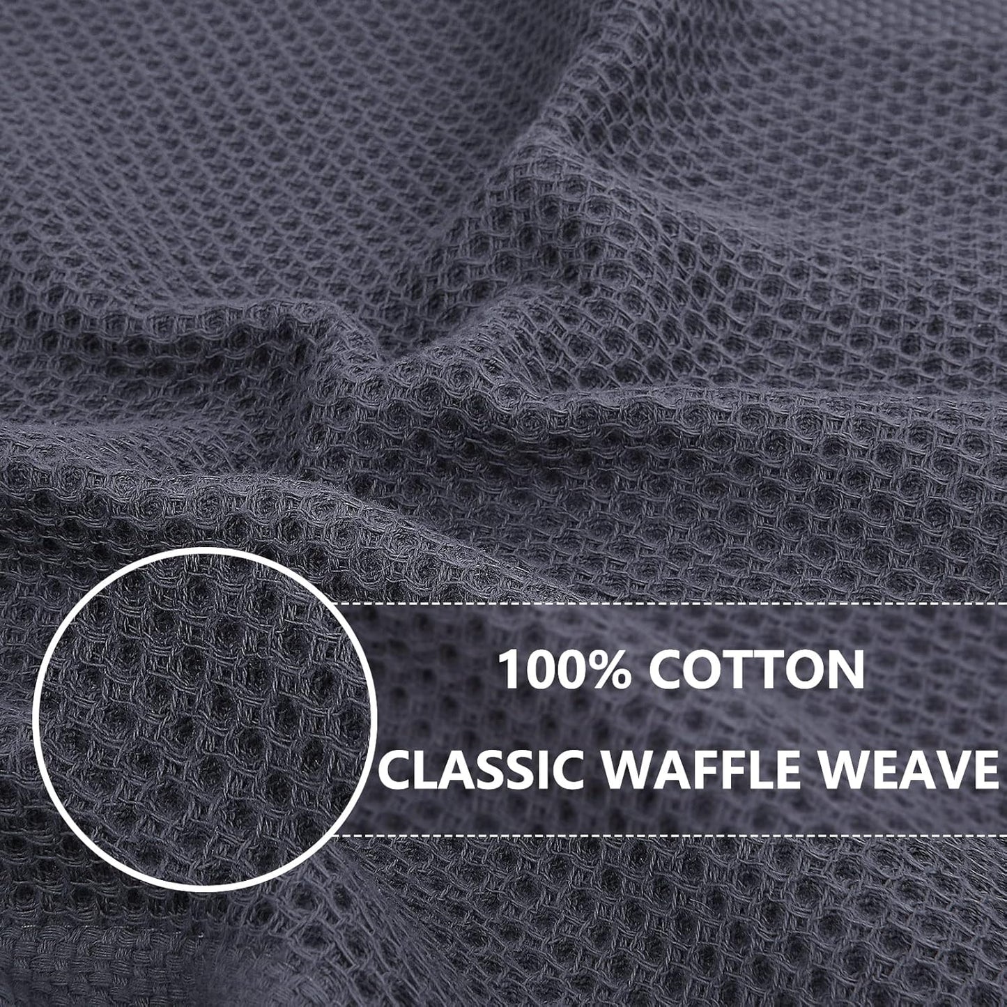 Homaxy 100% Cotton Waffle Weave Kitchen Dish Towels, Ultra Soft Absorbent Quick Drying Cleaning Towel, 13 x 28 Inches, 18-Pack, Dark Grey
