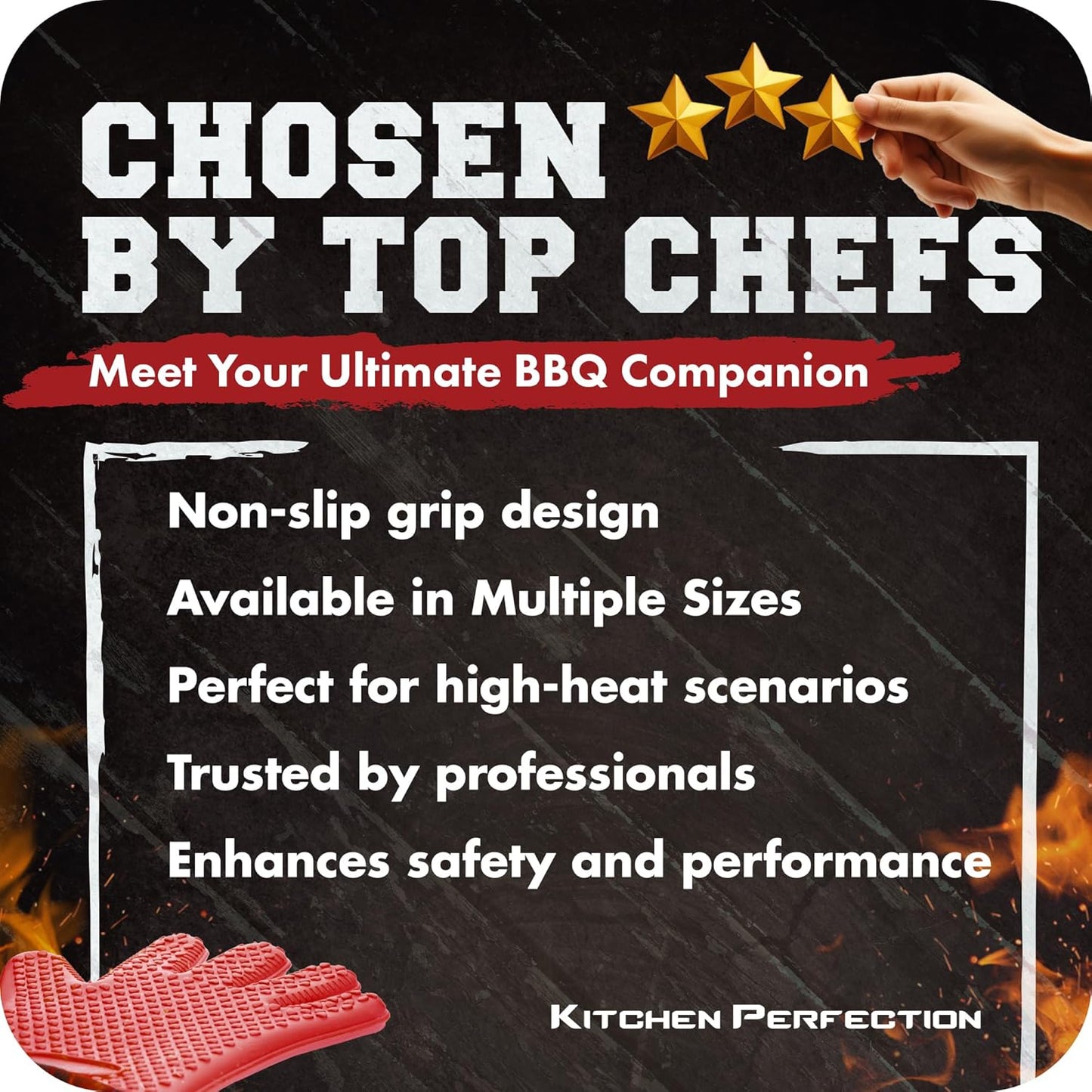 KITCHEN PERFECTION S Silicone Smoker Oven Gloves -Extreme Heat Resistant BBQ Gloves -Handle Hot Food Right on Your Grill Fryer Pit|Waterproof Oven Mitts |Superior Value Set+3 Bonuses