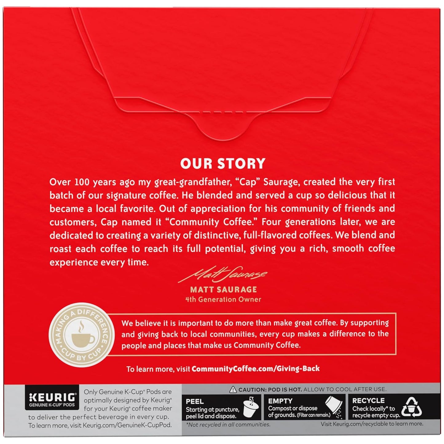 Community Coffee Pecan Praline Medium Roast Single Serve Keurig K-Cup Pods 32 ct Box