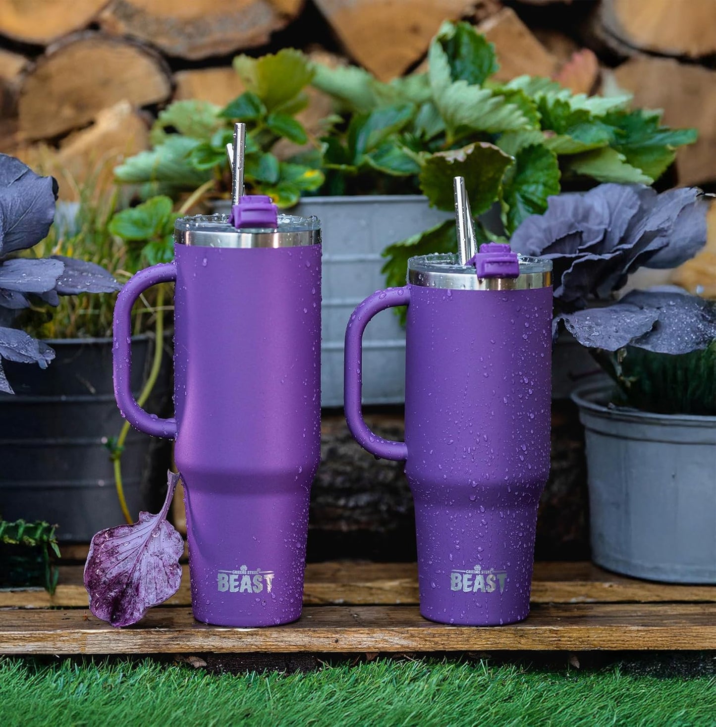 Beast 42 oz Tumbler Stainless Steel Vacuum Insulated Coffee Ice Cup Double Wall Travel Flask (Deep Purple)