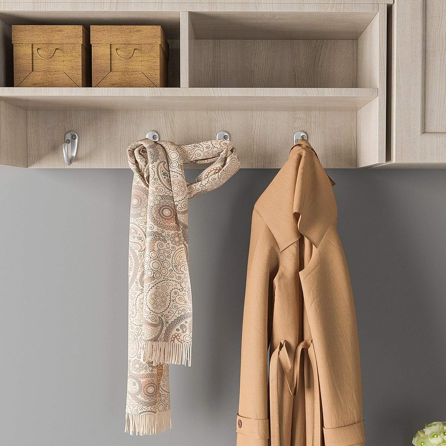 IBosins 20PCS Coat Hooks Wall Mounted Single Prong Robe Hook for Hanging Towel Hooks with 40 Screws for Cup, Mug, Bags, Hat, Cap, Scarf, Pet leashes